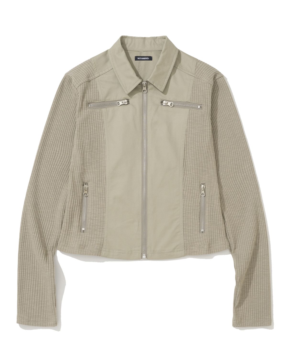 낫포너드(NOT4NERD) W Rib Panel Twill Zipper Jacket - Beige