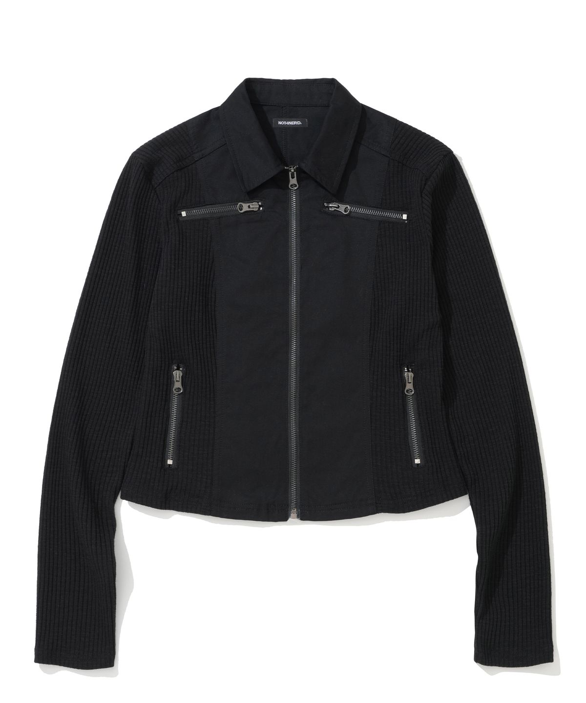 낫포너드(NOT4NERD) W Rib Panel Twill Zipper Jacket - Black