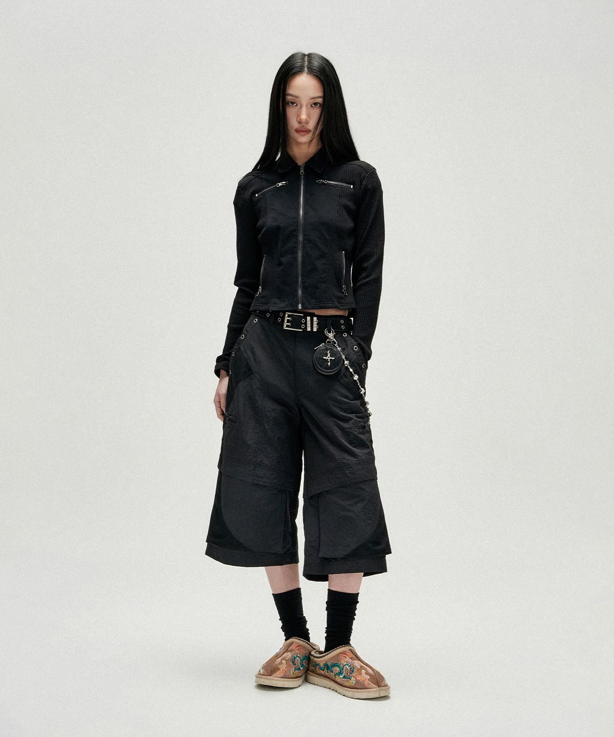 낫포너드(NOT4NERD) W Rib Panel Twill Zipper Jacket - Black