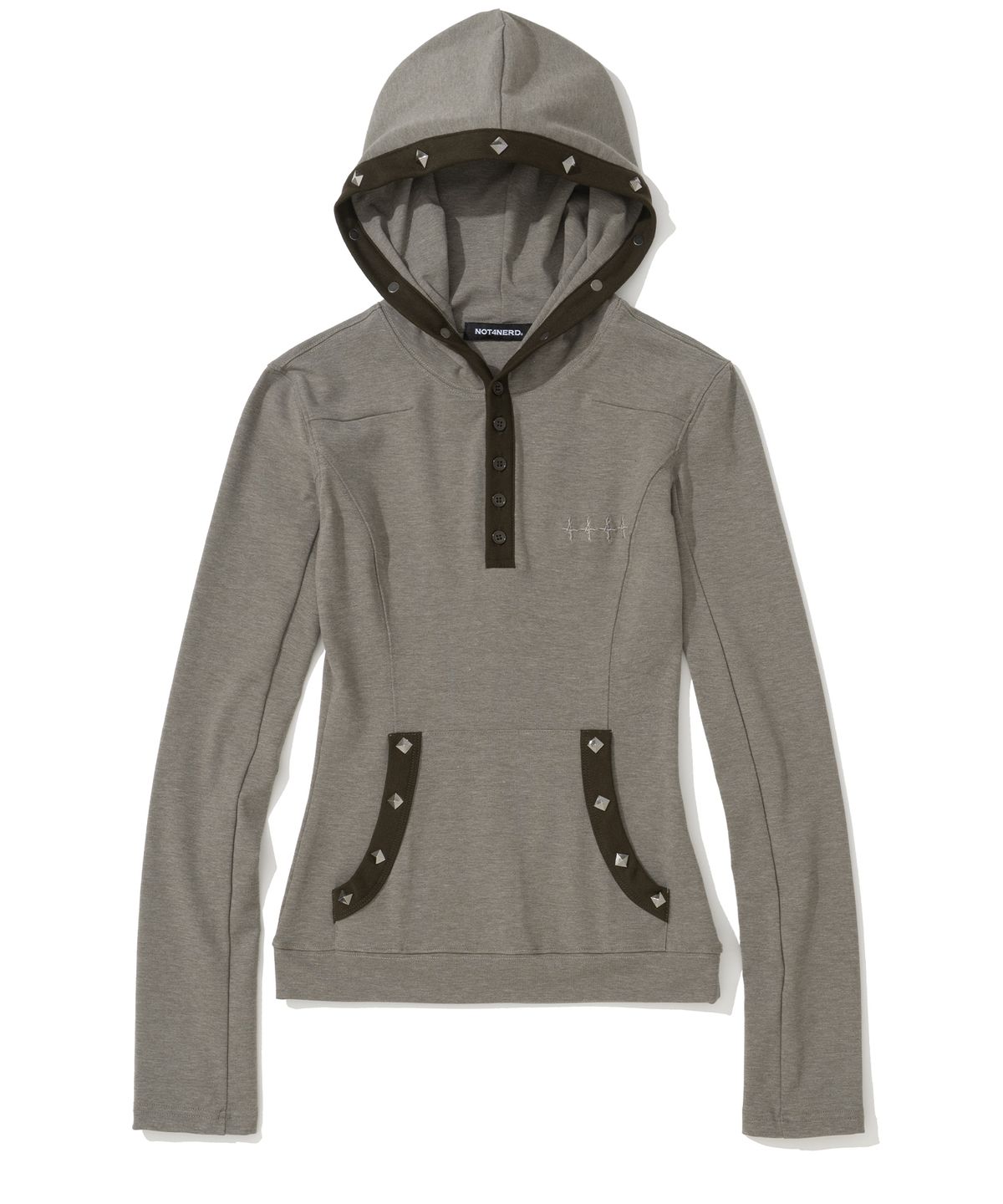 낫포너드(NOT4NERD) W Stud Incision Henley Neck Hood - Beige