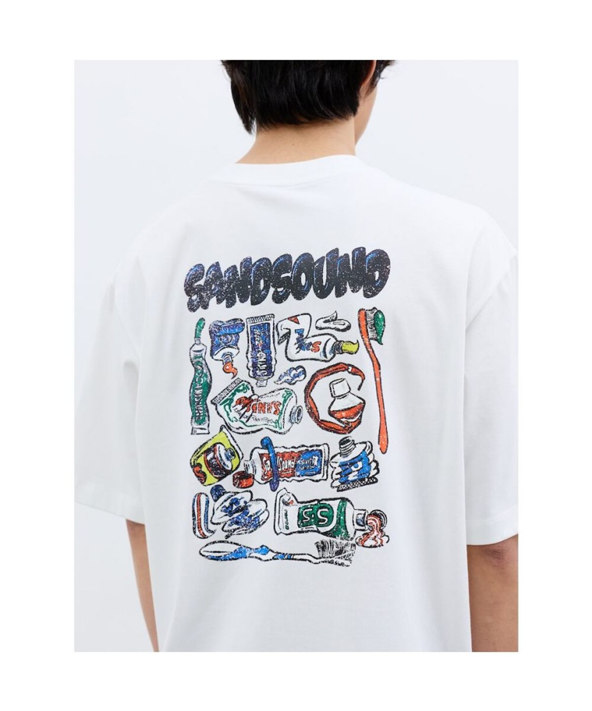 샌드 사운드(SAND SOUND) Toothpaste 그래픽 반소매 티셔츠 (Minseok)  화이트