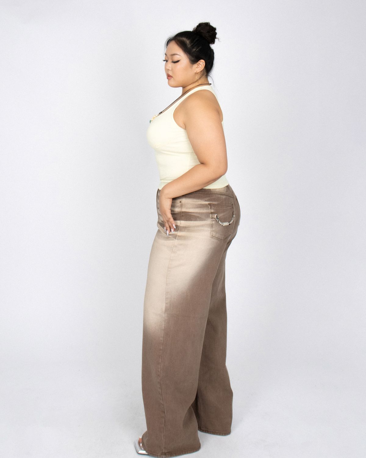 쿨시스(COOLSIS) CS BROWN WASH WIDE JEANS-026