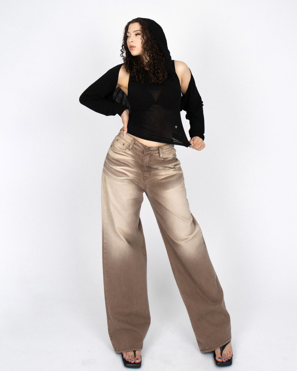 쿨시스(COOLSIS) CS BROWN WASH WIDE JEANS-026