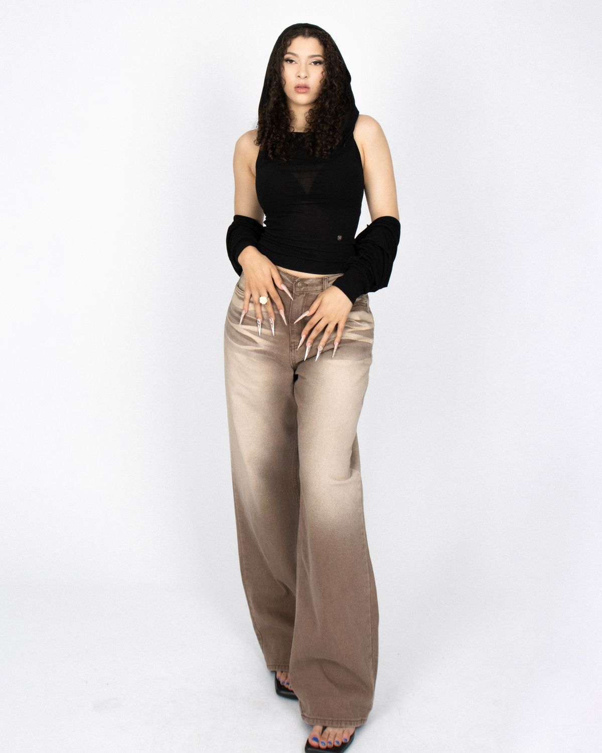 쿨시스(COOLSIS) CS BROWN WASH WIDE JEANS-026