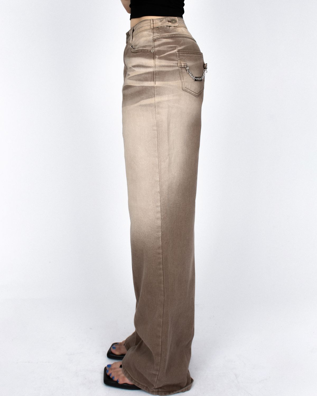 쿨시스(COOLSIS) CS BROWN WASH WIDE JEANS-026