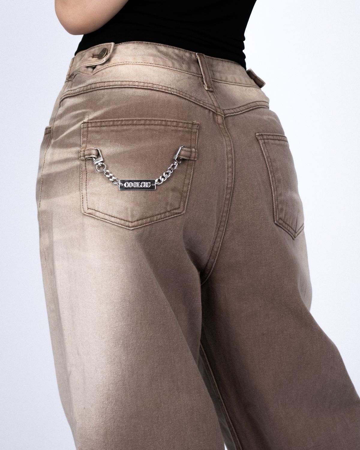 쿨시스(COOLSIS) CS BROWN WASH WIDE JEANS-026