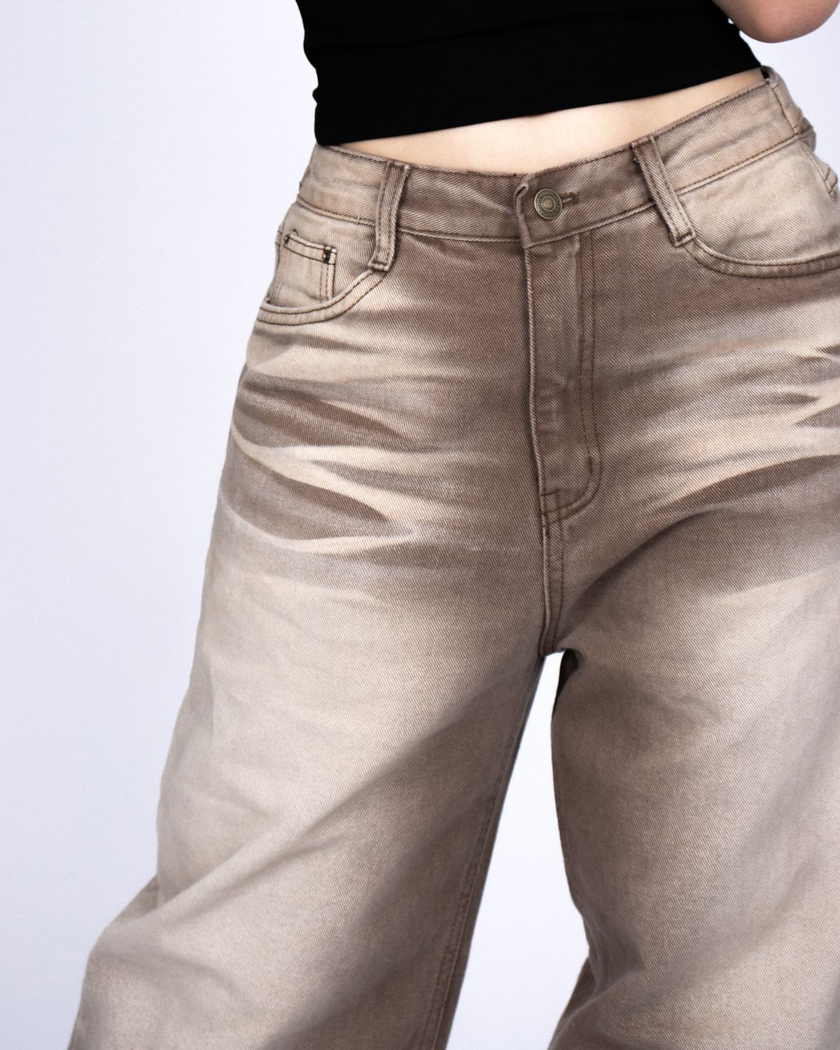 쿨시스(COOLSIS) CS BROWN WASH WIDE JEANS-026