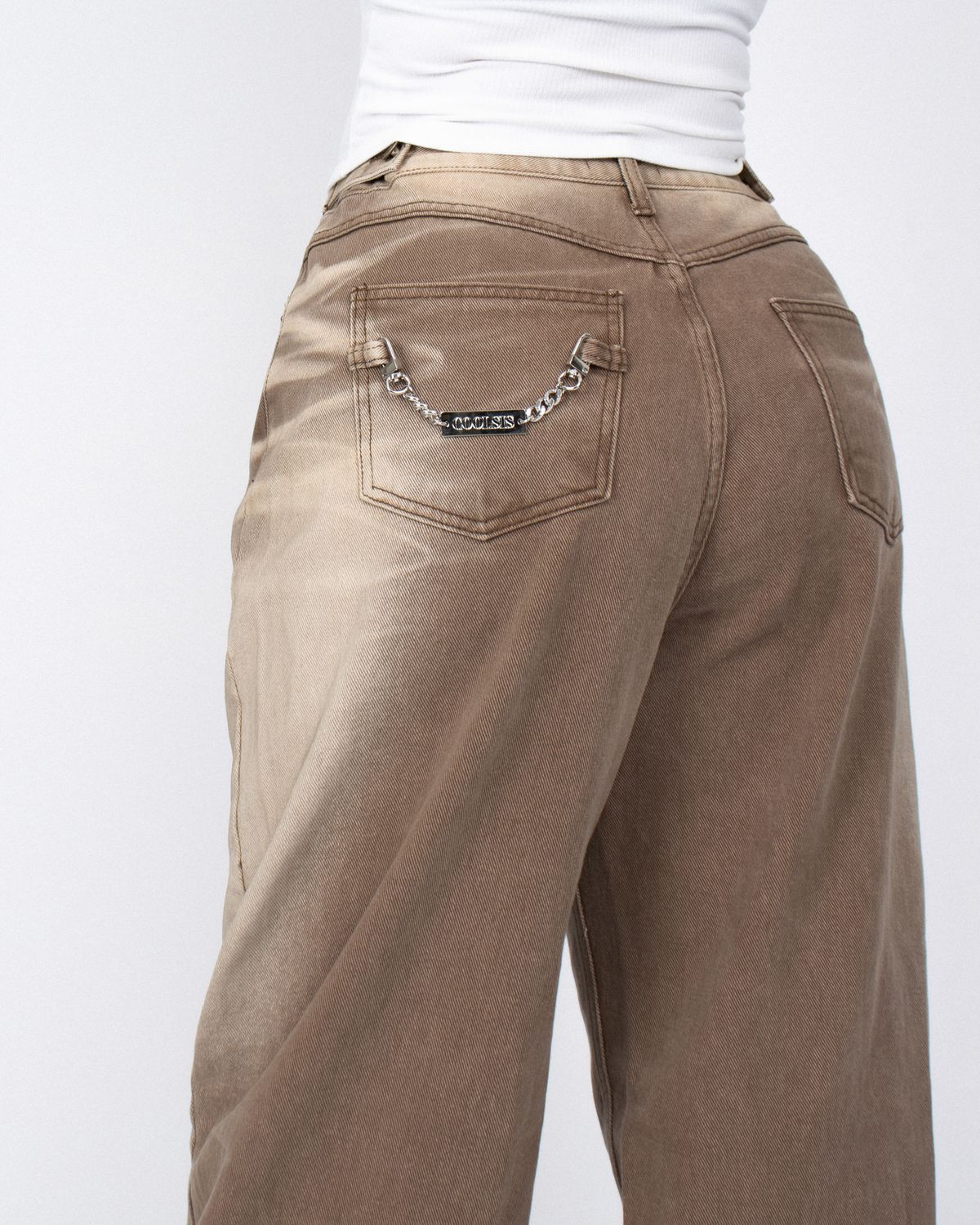 쿨시스(COOLSIS) CS BROWN WASH WIDE JEANS-026