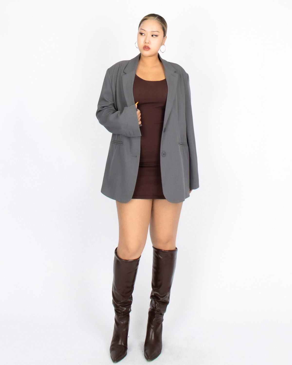 쿨시스(COOLSIS) CS HALTER MINI KNIT DRESS-026 (BROWN)