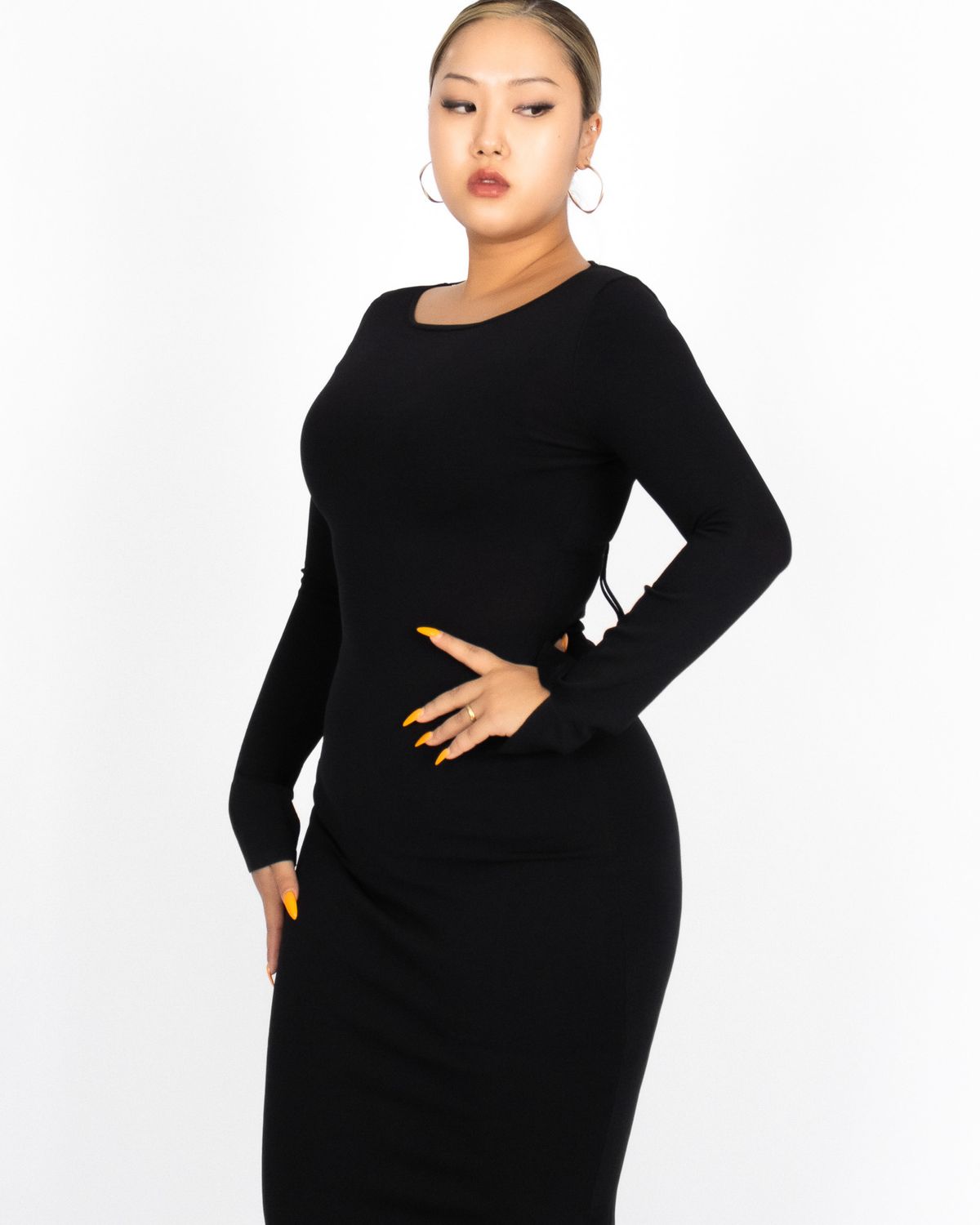 쿨시스(COOLSIS) CS BACK OFF MAXI KNIT DRESS-027 (BLACK)