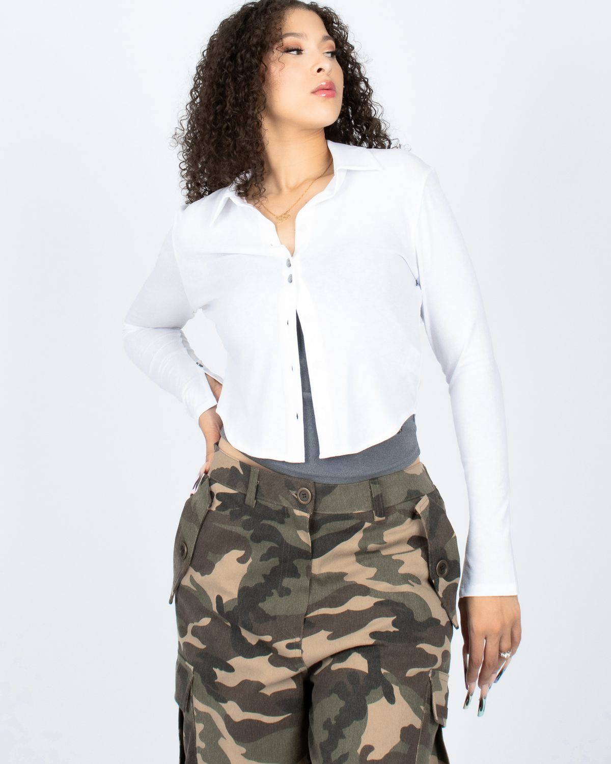쿨시스(COOLSIS) CS LIPS BUTTON SS SHIRTS-024 (WHITE)