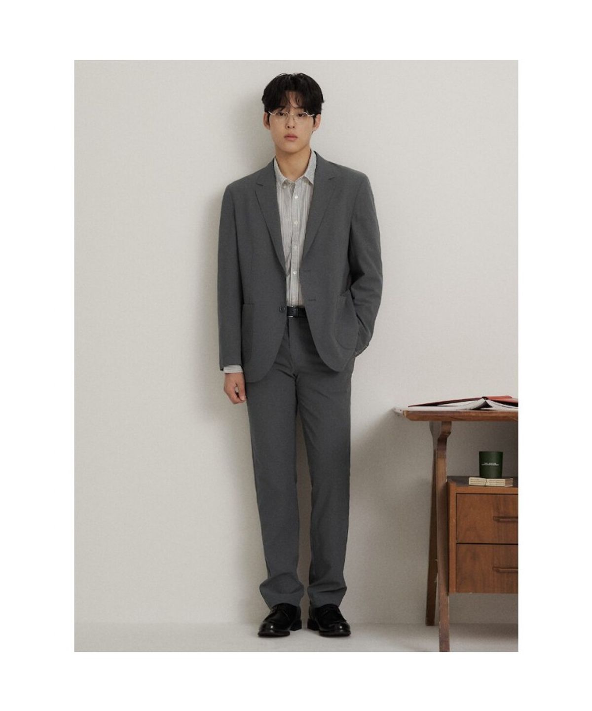 빈폴 멘(BEANPOLE MEN) 시어서커 솔리드 셋업 재킷  그레이