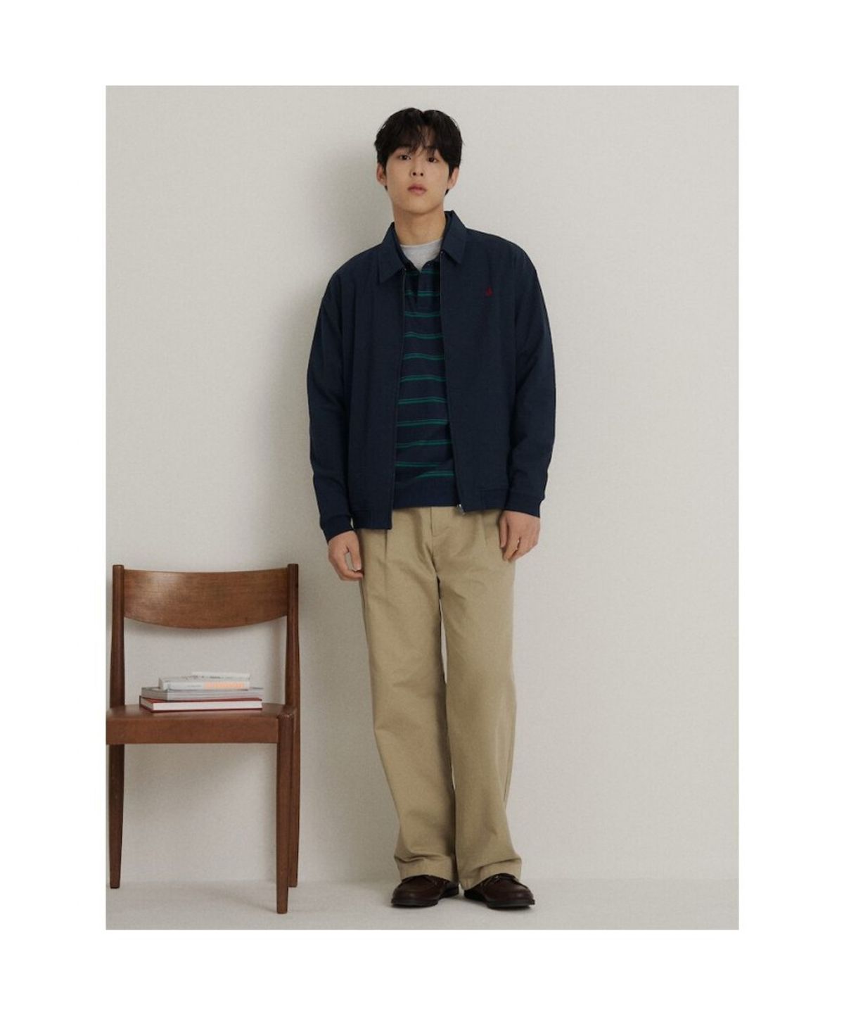 빈폴 멘(BEANPOLE MEN) 칼라넥 집업 써커 저지 아우터  네이비
