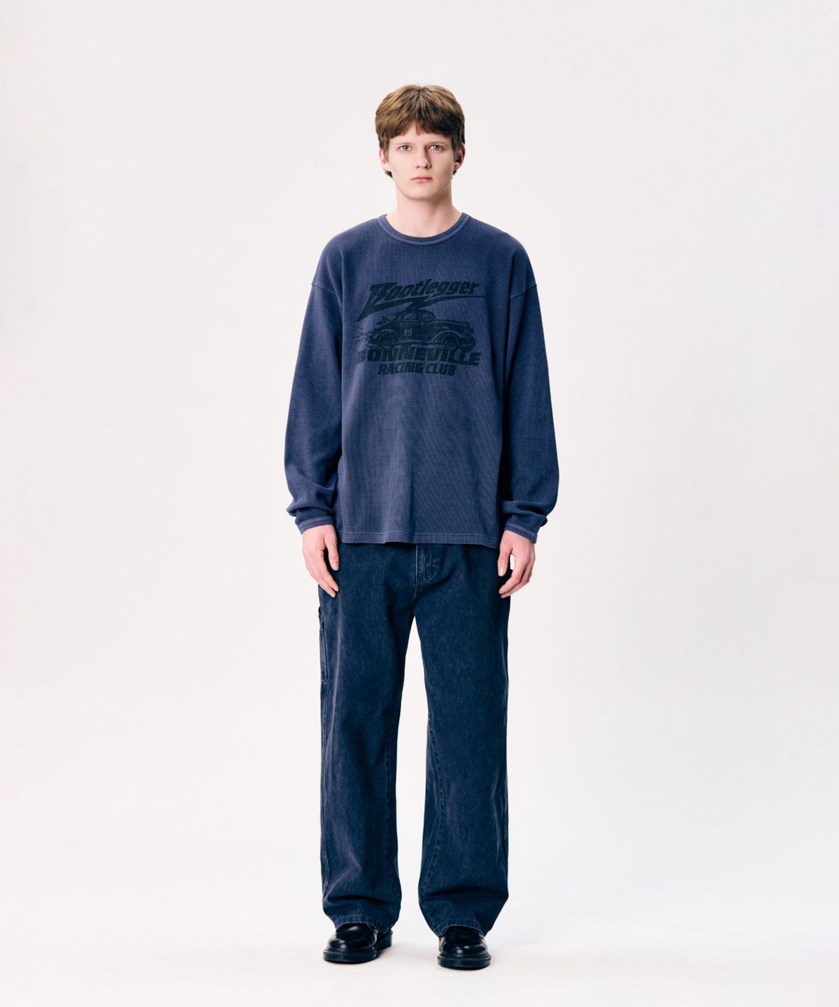 에스피오나지(ESPIONAGE) Bootlegger Pigment Thermal L/S Tee Navy
