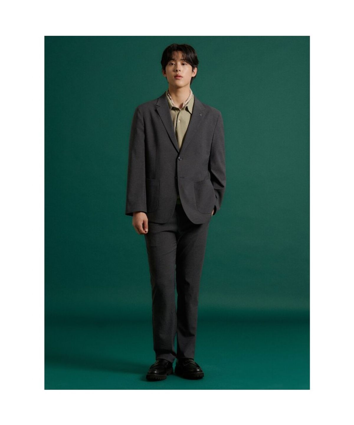 빈폴 멘(BEANPOLE MEN) 시어서커 패턴 셋업 스탠다드핏 팬츠  애쉬