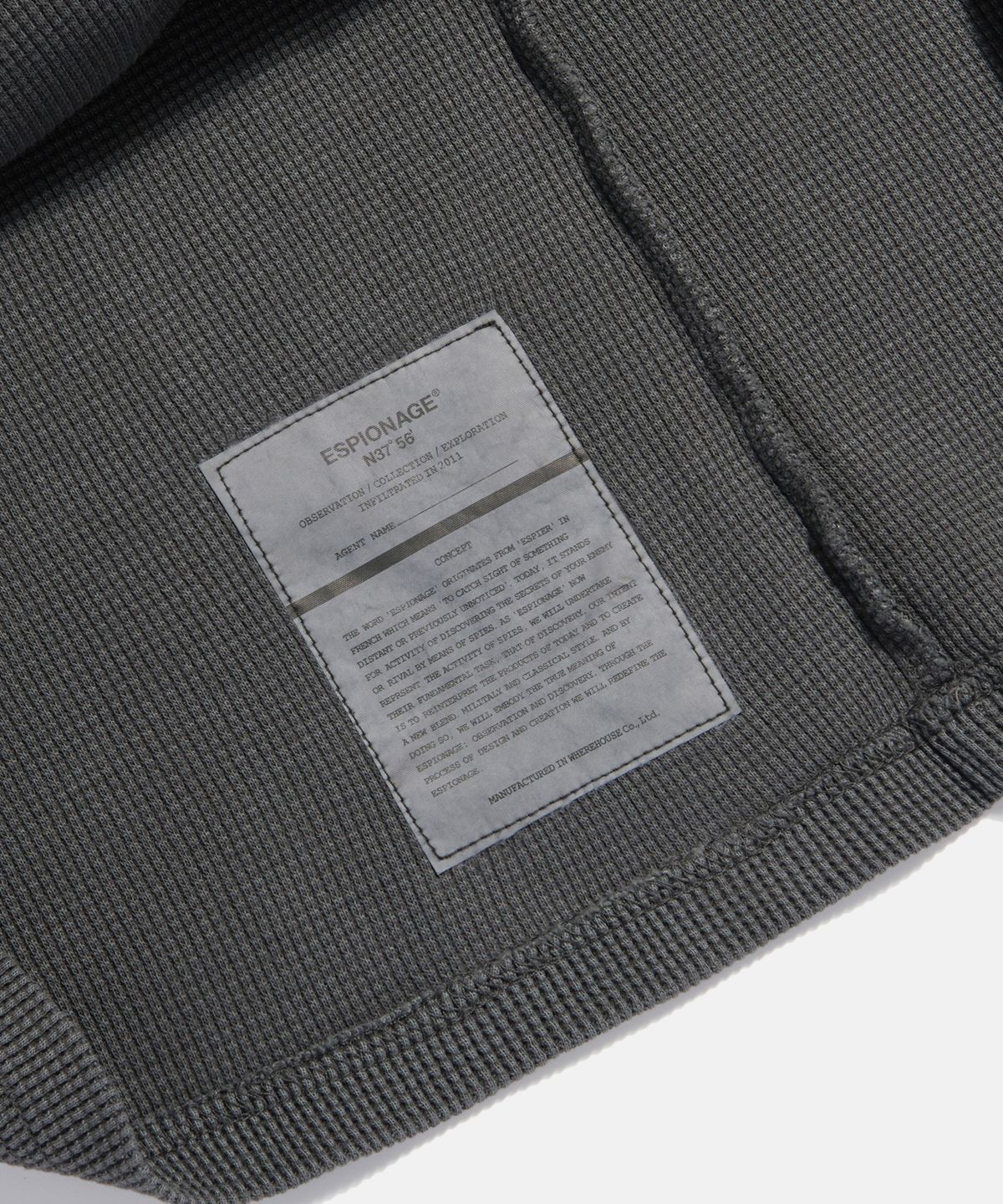 에스피오나지(ESPIONAGE) Pigment Thermal L/S Pocket Tee Vintage Black