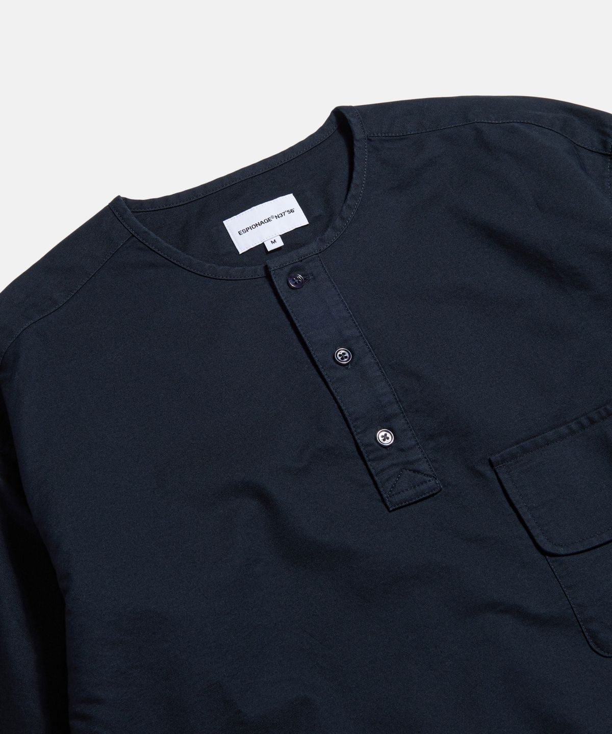 에스피오나지(ESPIONAGE) Cotton Oxford Henley Shirt Navy