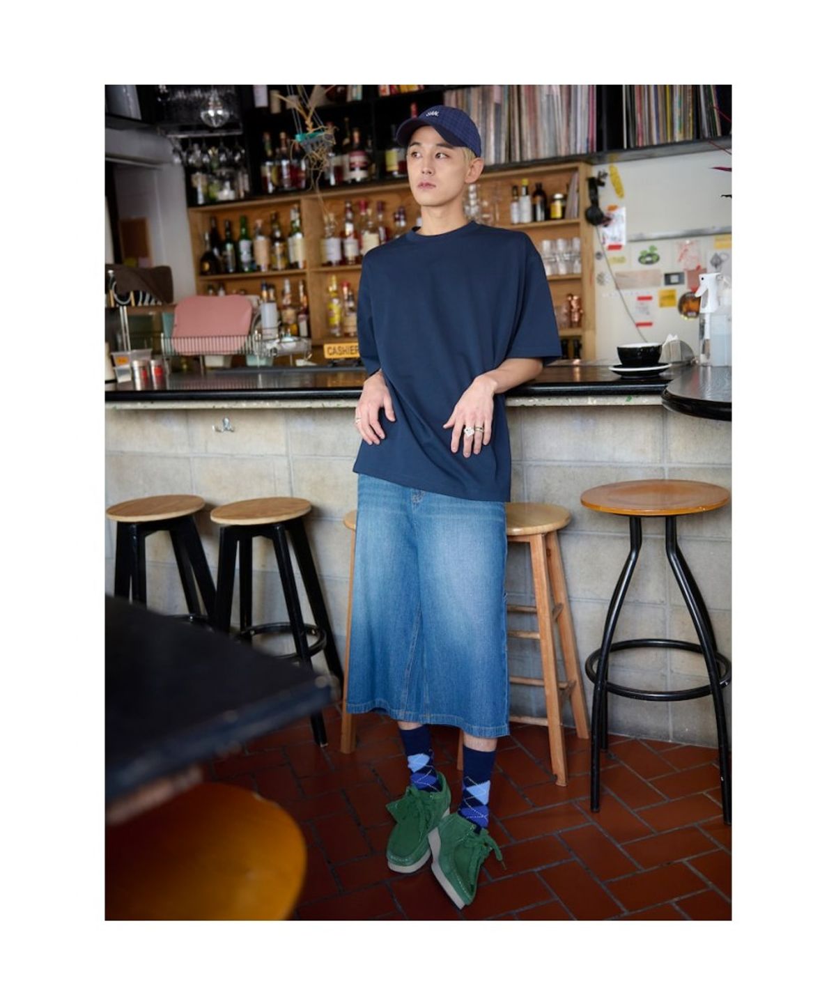 샌드 사운드(SAND SOUND) (UNISEX) 골조직 워크 버뮤다 팬츠  블루