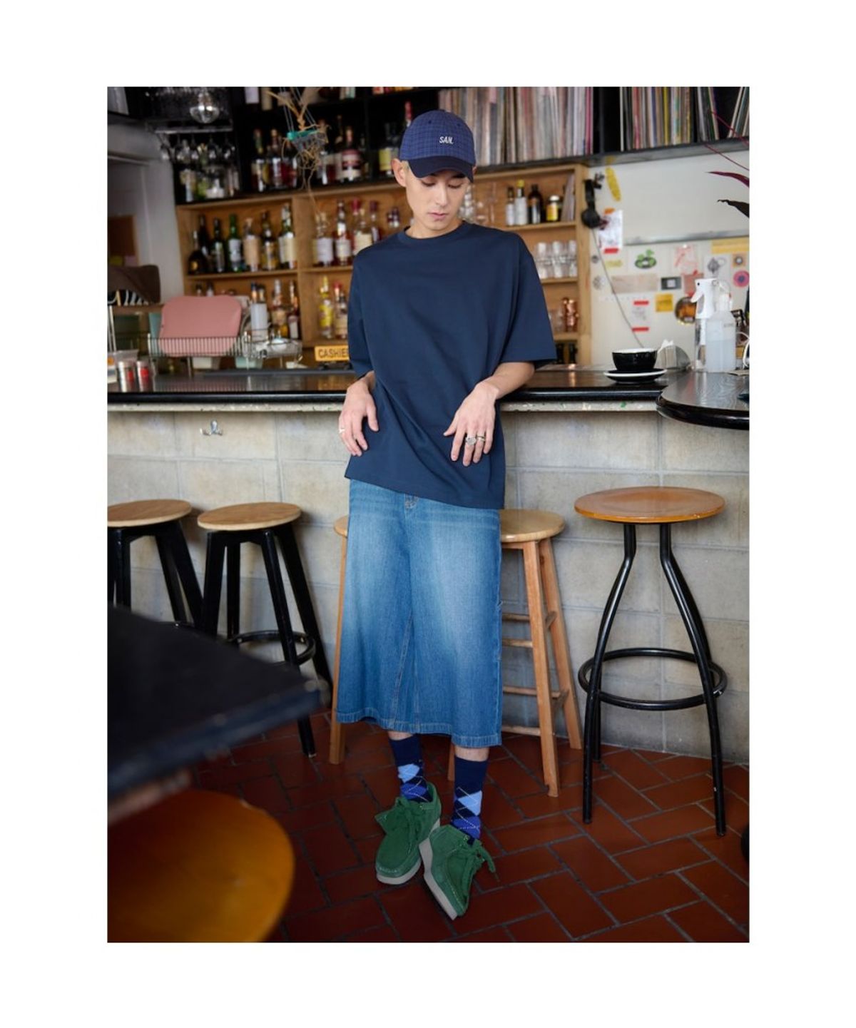 샌드 사운드(SAND SOUND) (UNISEX) 골조직 워크 버뮤다 팬츠  블루