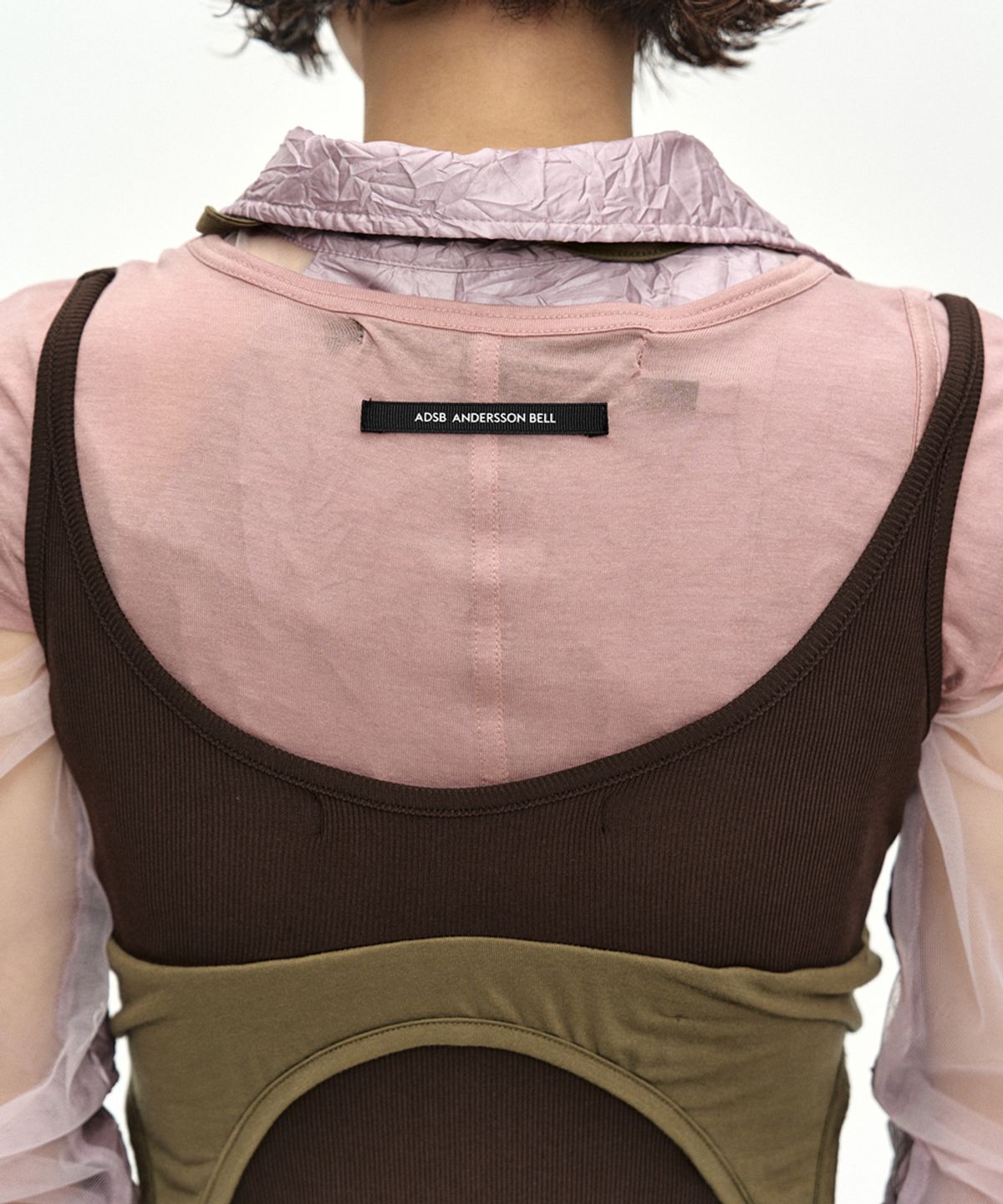 앤더슨벨(ADSB ANDERSSON BELL) UPSIDE-DOWN LAYERED T-SHIRT atb1557w(PINK/BROWN)