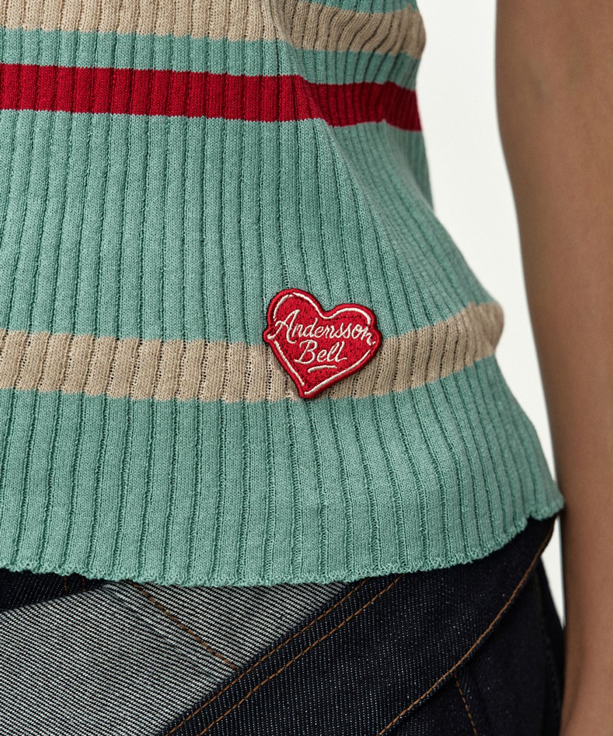 앤더슨벨(ADSB ANDERSSON BELL) COLOR-BLOCKED KNIT POLO VEST atb1499w(BLUE/RED)