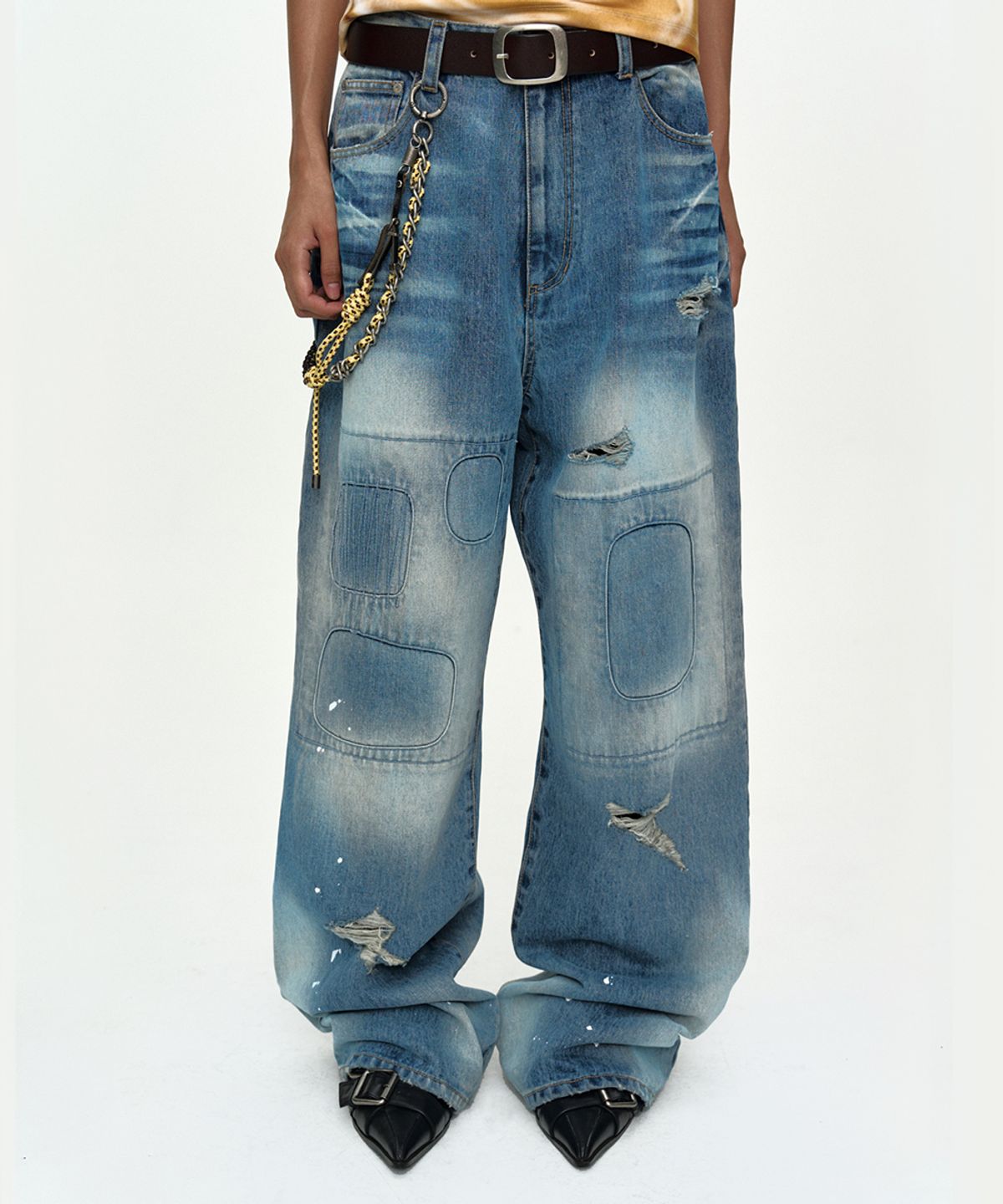 앤더슨벨(ADSB ANDERSSON BELL) REPAIR LOOSE-FIT JEANS apa878w(BLUE)
