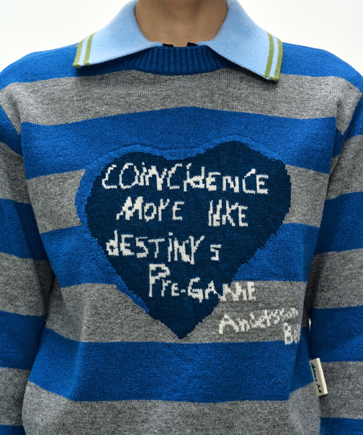 앤더슨벨(ADSB ANDERSSON BELL) 26 GIRLS HEART MESSAGE CREW-NECK SWEATER atb1621w(BLUE/GREY)