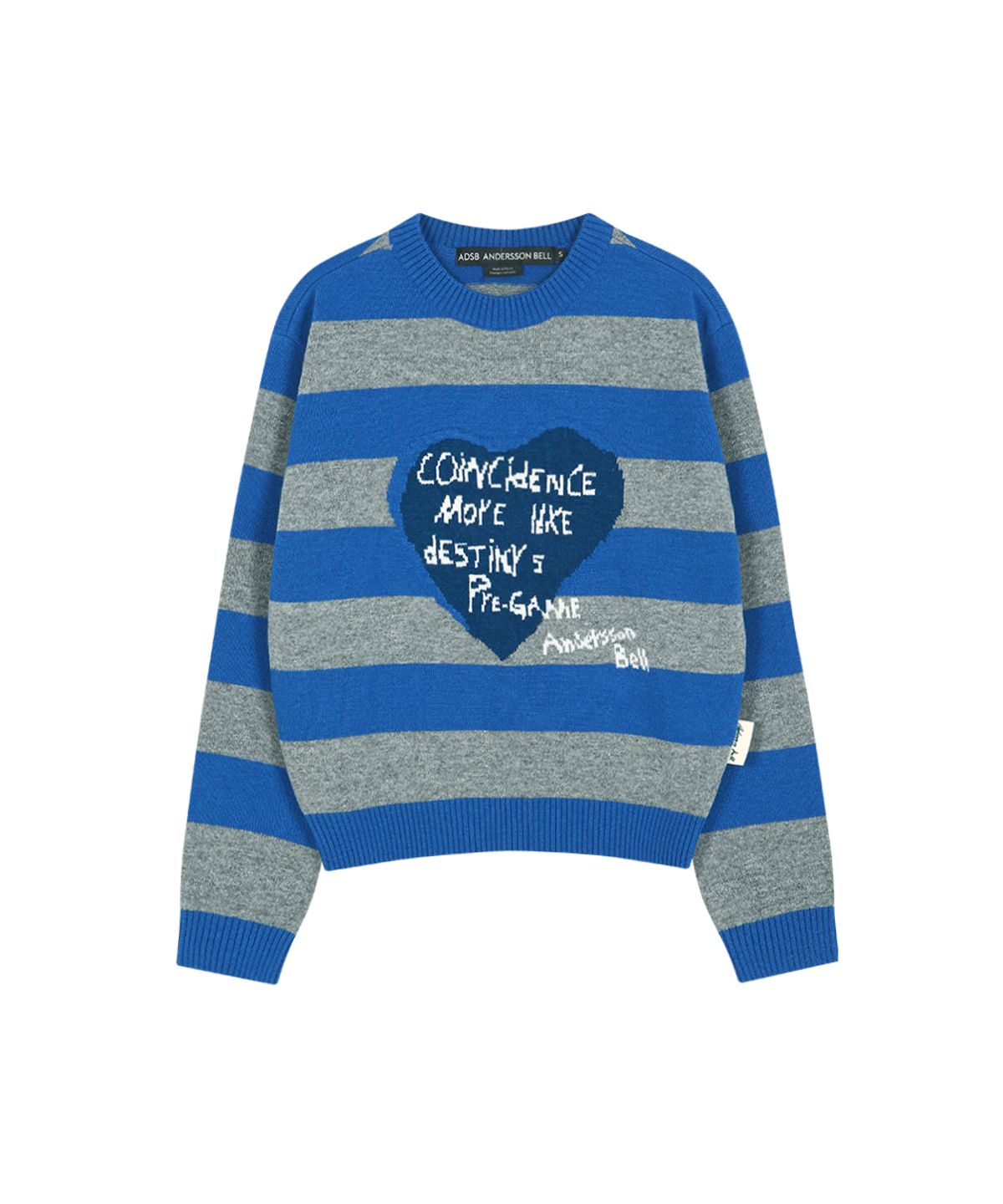 앤더슨벨(ADSB ANDERSSON BELL) 26 GIRLS HEART MESSAGE CREW-NECK SWEATER atb1621w(BLUE/GREY)
