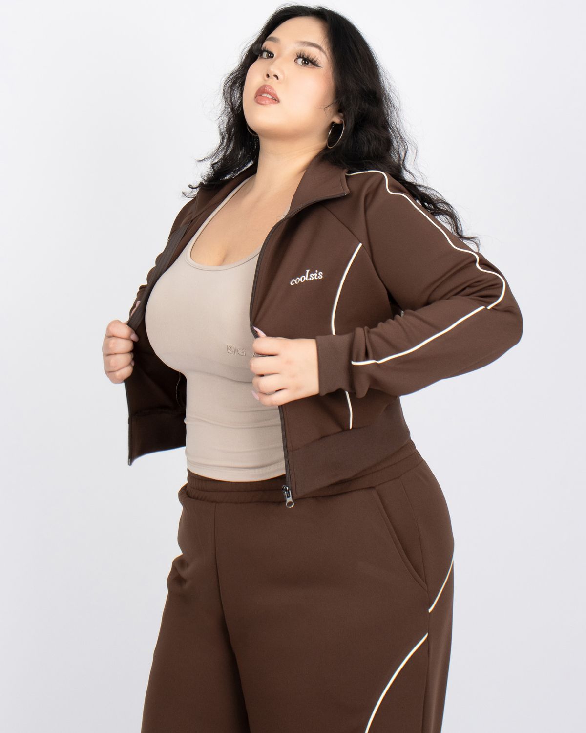 쿨시스(COOLSIS) CS PIPING TRACKSUIT JK-009 (BROWN)
