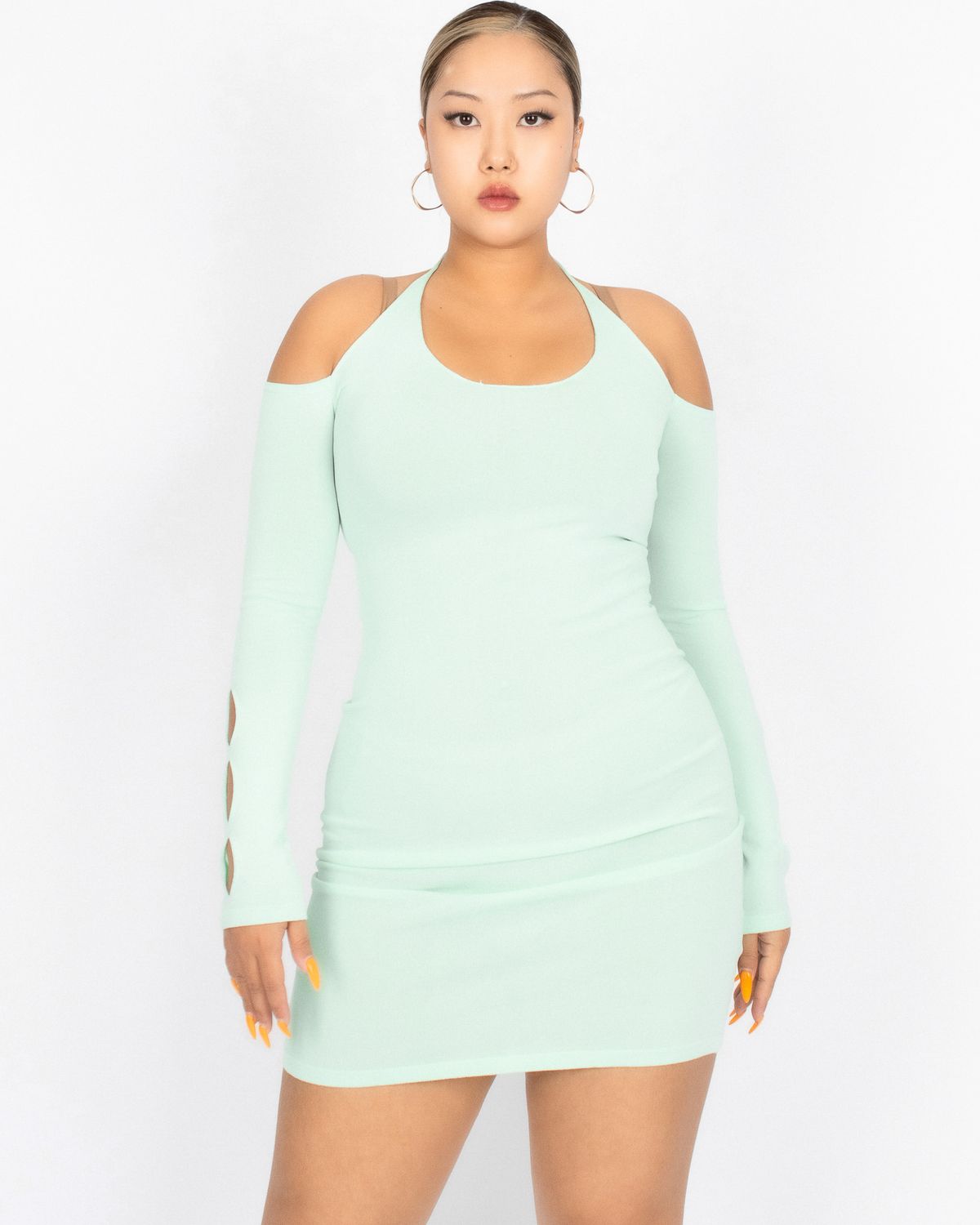 쿨시스(COOLSIS) CS HALTER MINI KNIT DRESS-026 (MINT)