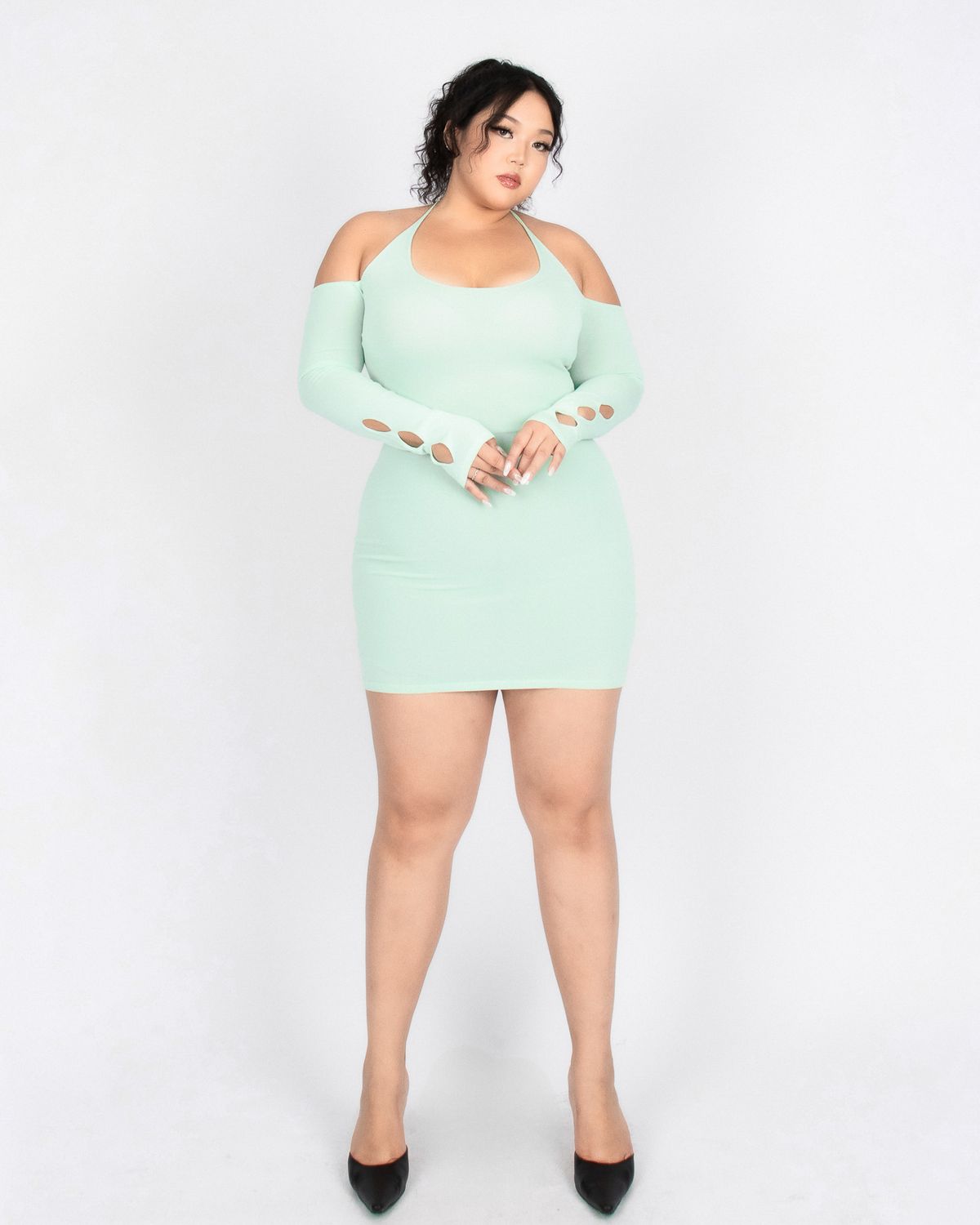 쿨시스(COOLSIS) CS HALTER MINI KNIT DRESS-026 (MINT)
