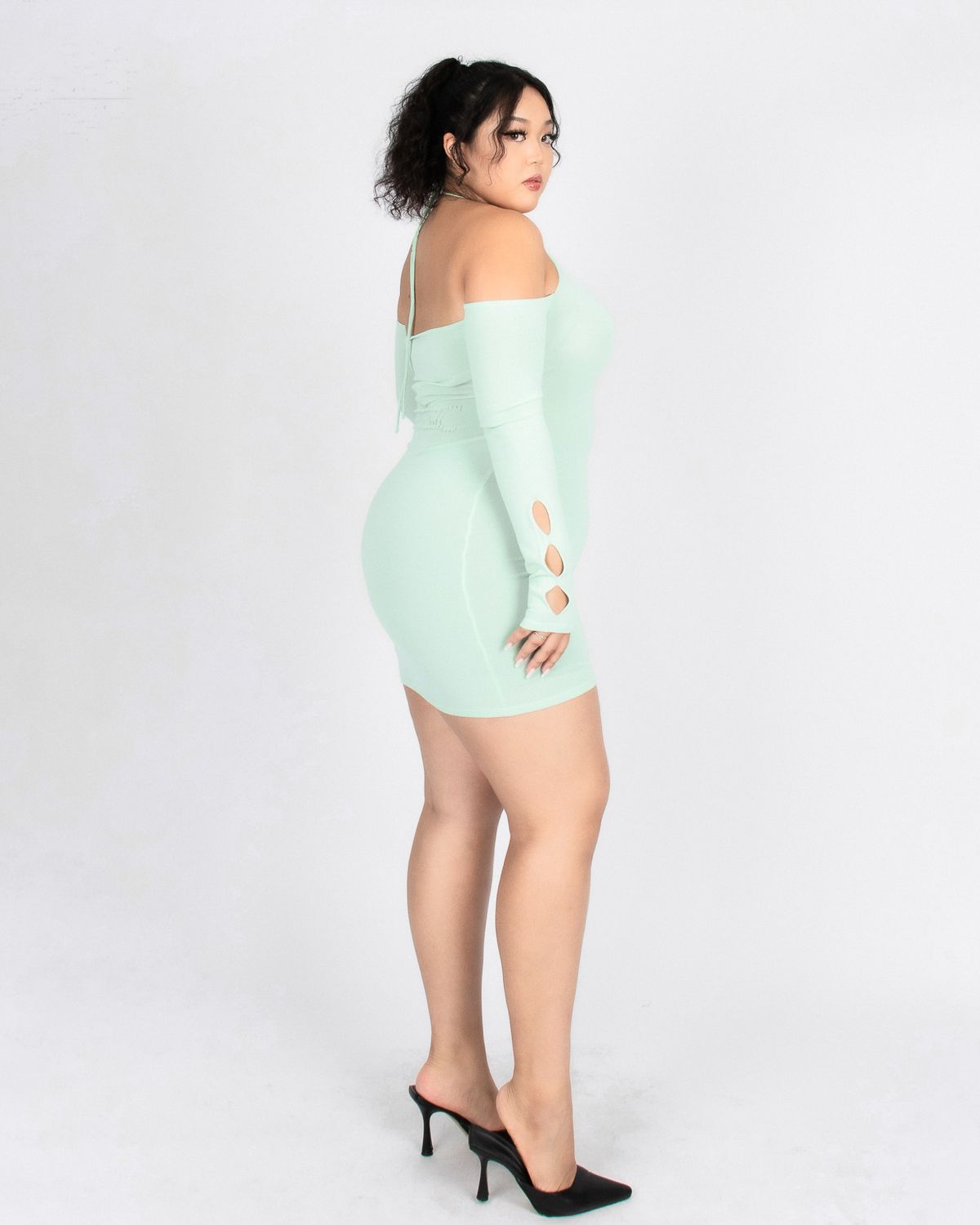 쿨시스(COOLSIS) CS HALTER MINI KNIT DRESS-026 (MINT)