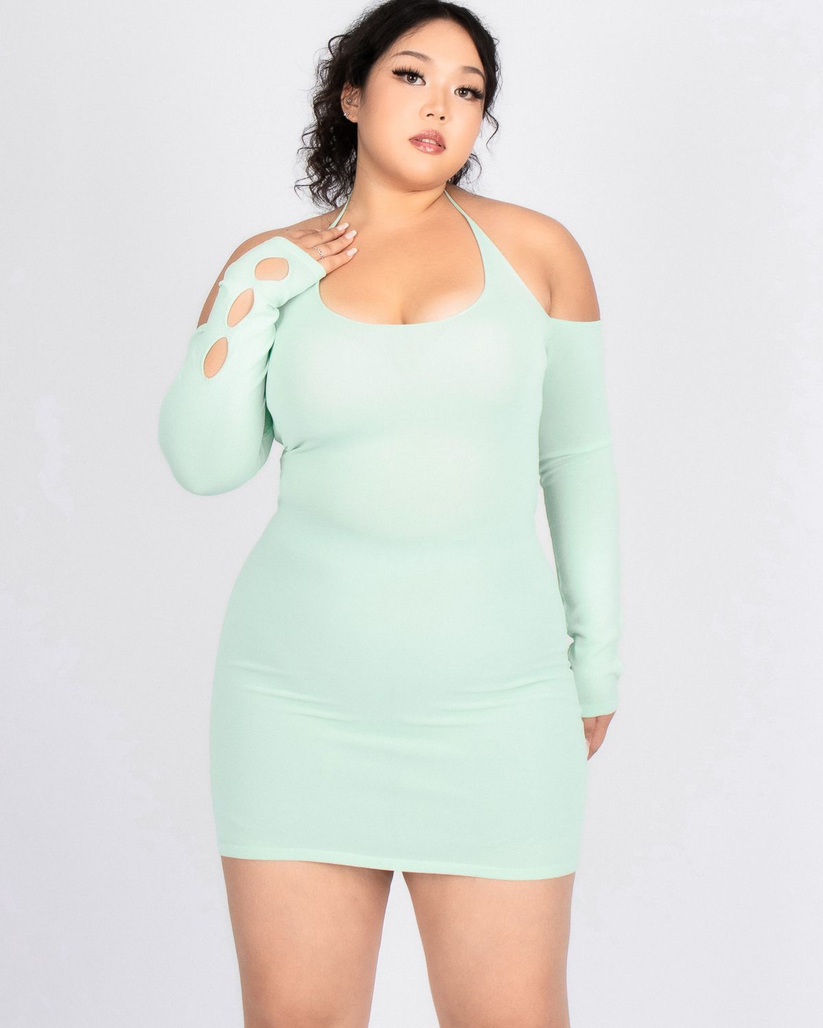 쿨시스(COOLSIS) CS HALTER MINI KNIT DRESS-026 (MINT)