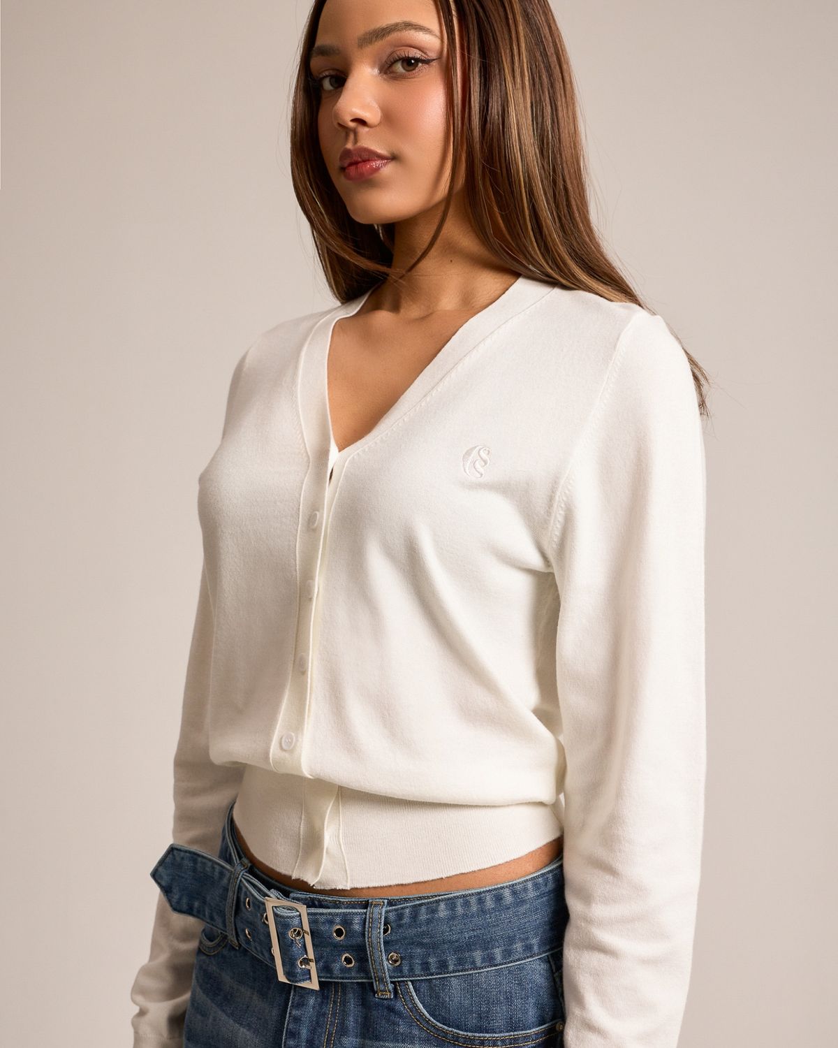 쿨시스(COOLSIS) CS CLASSIC SOFT CROP CARDIGAN-025 (IVORY)