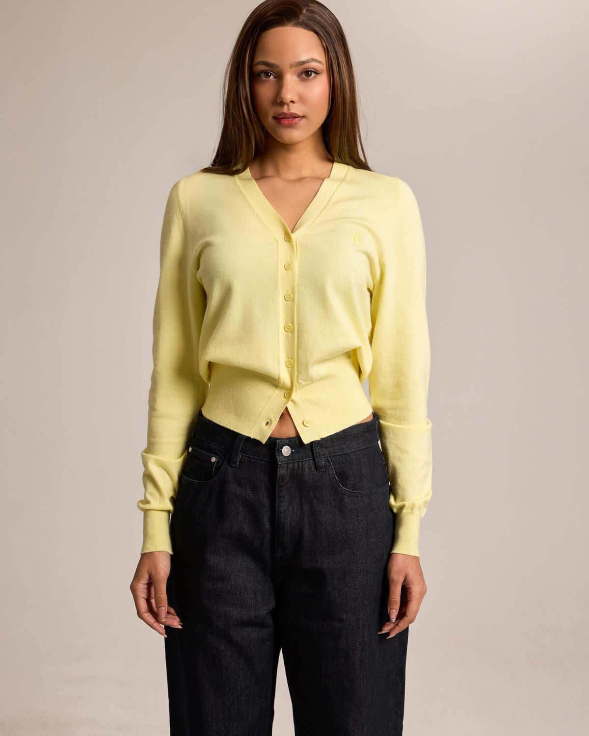 쿨시스(COOLSIS) CS CLASSIC SOFT CROP CARDIGAN-025 (LEMON)