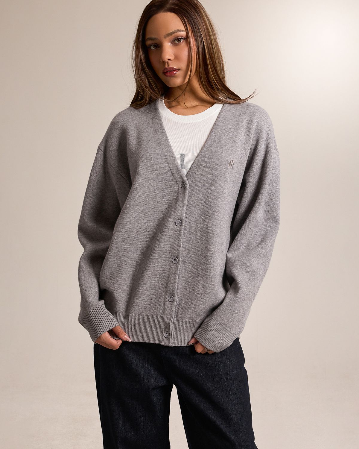 쿨시스(COOLSIS) CS CLASSIC SOFT OVER CARDIGAN-024 (GREY)