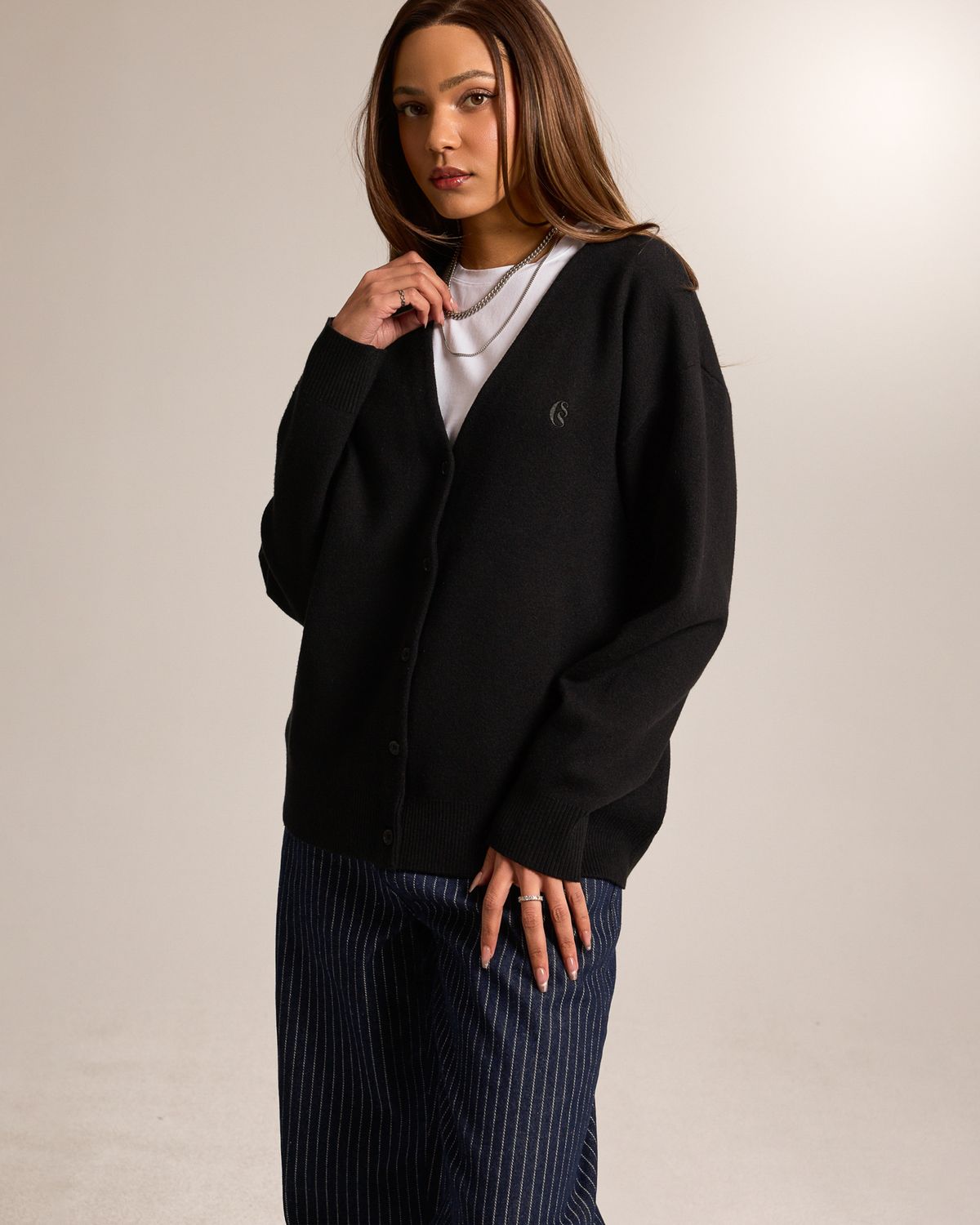 쿨시스(COOLSIS) CS CLASSIC SOFT OVER CARDIGAN-024 (BLACK)