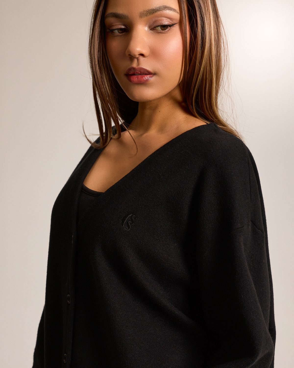 쿨시스(COOLSIS) CS CLASSIC SOFT OVER CARDIGAN-024 (BLACK)