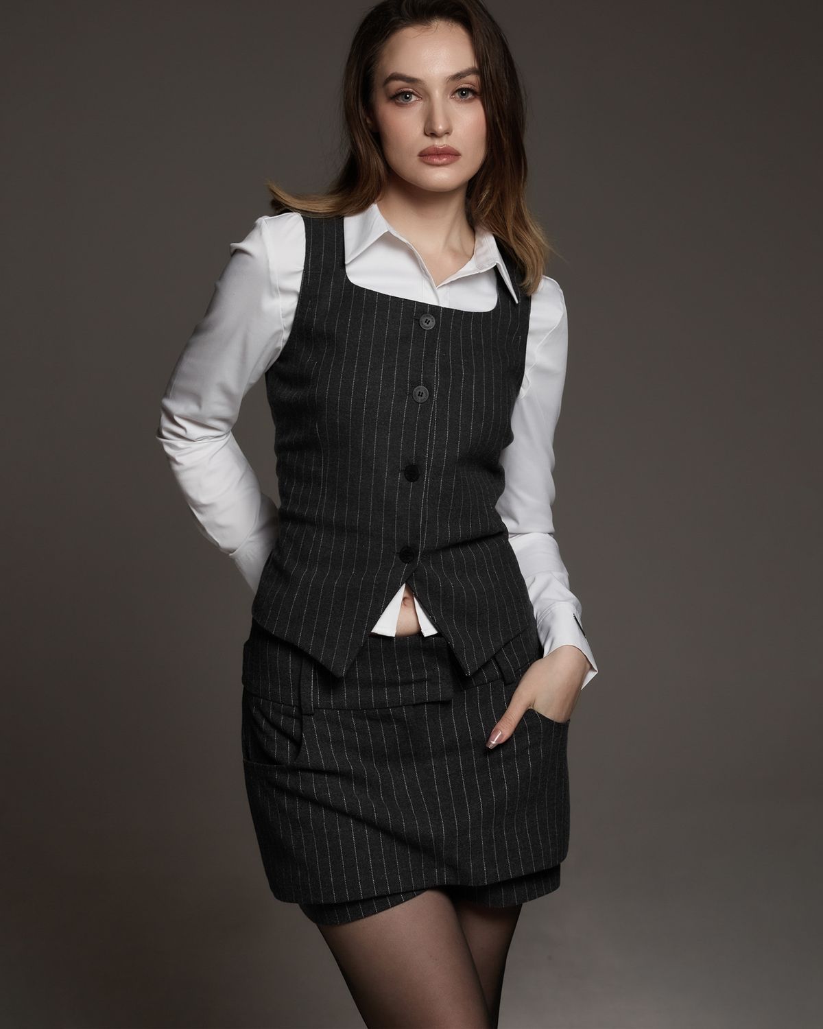 쿨시스(COOLSIS) CS STRIPE LOW WAISTTAP SKORT-064