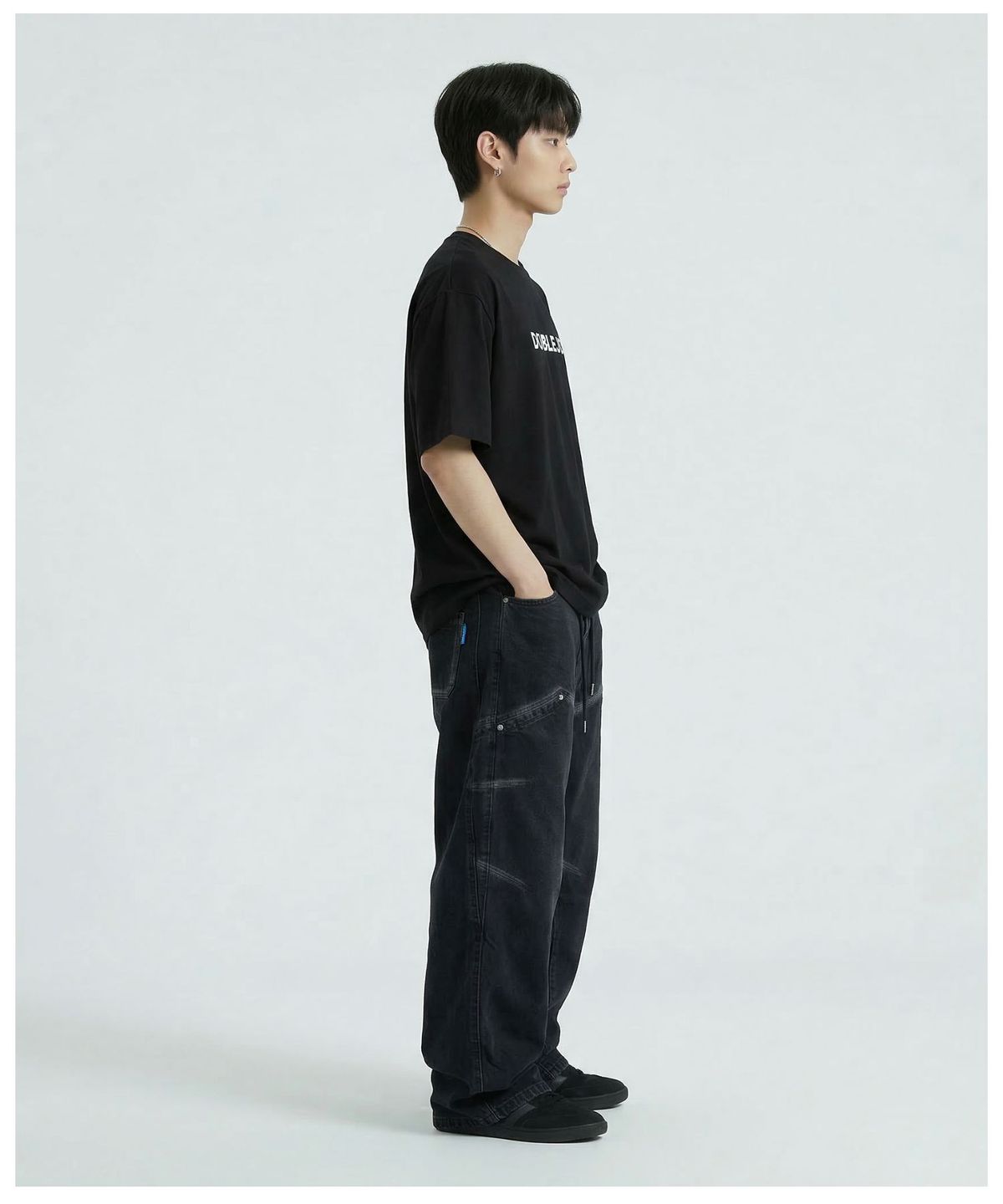 더블제이디(DOUBLE JD) 라인 워싱 데님 팬츠