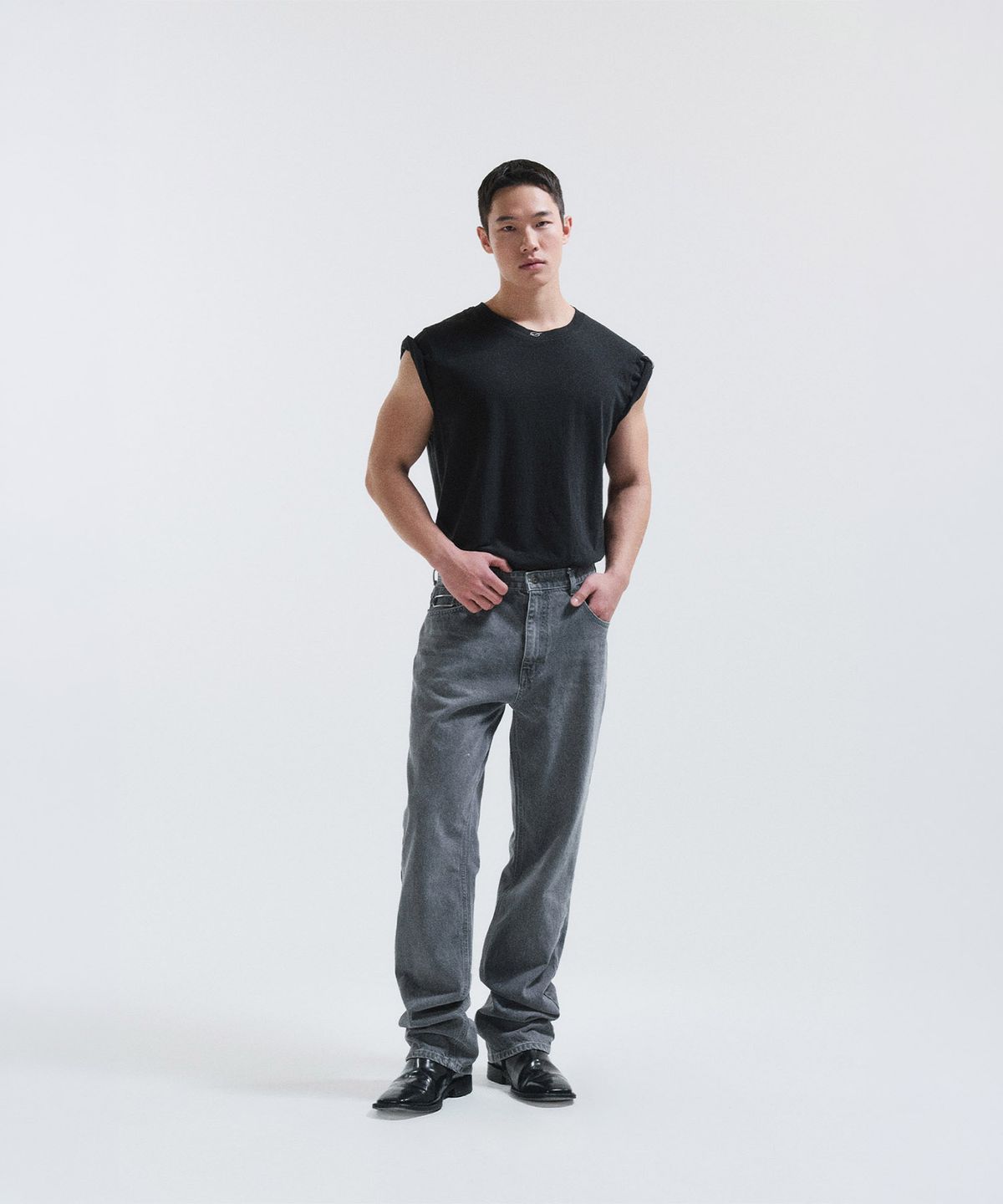 51퍼센트(51PERCENT) Banding denim pants - grey