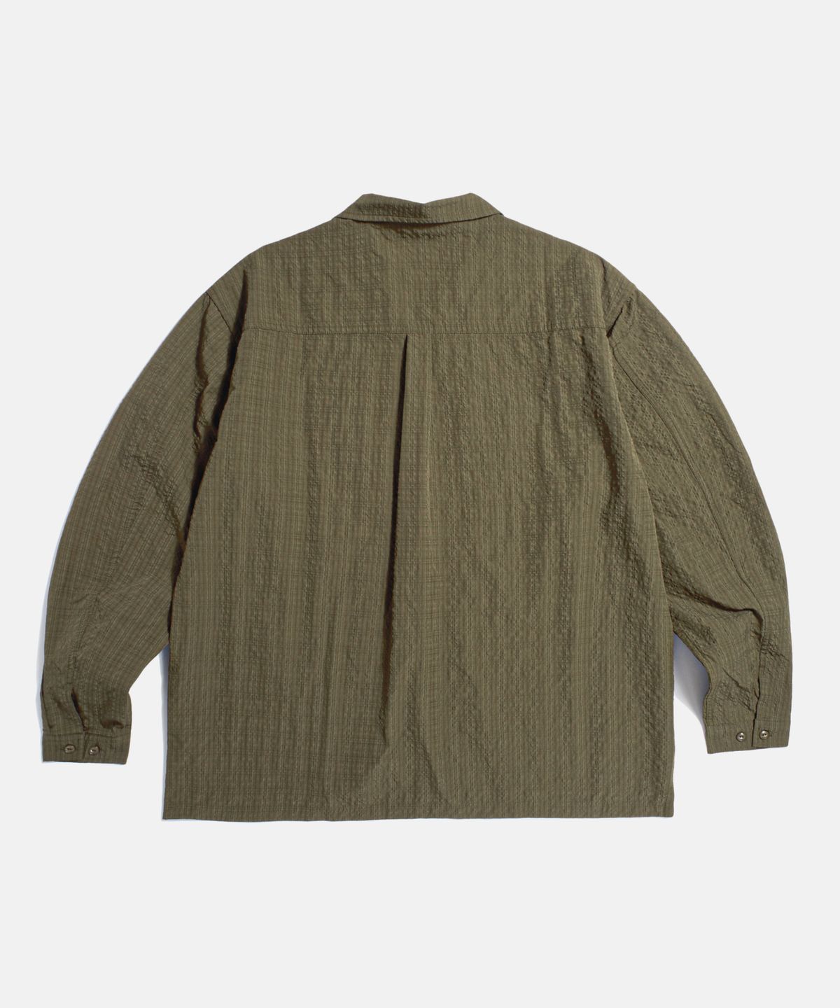 에스피오나지(ESPIONAGE) Checked Seersucker Open Collar Shirt Taupe