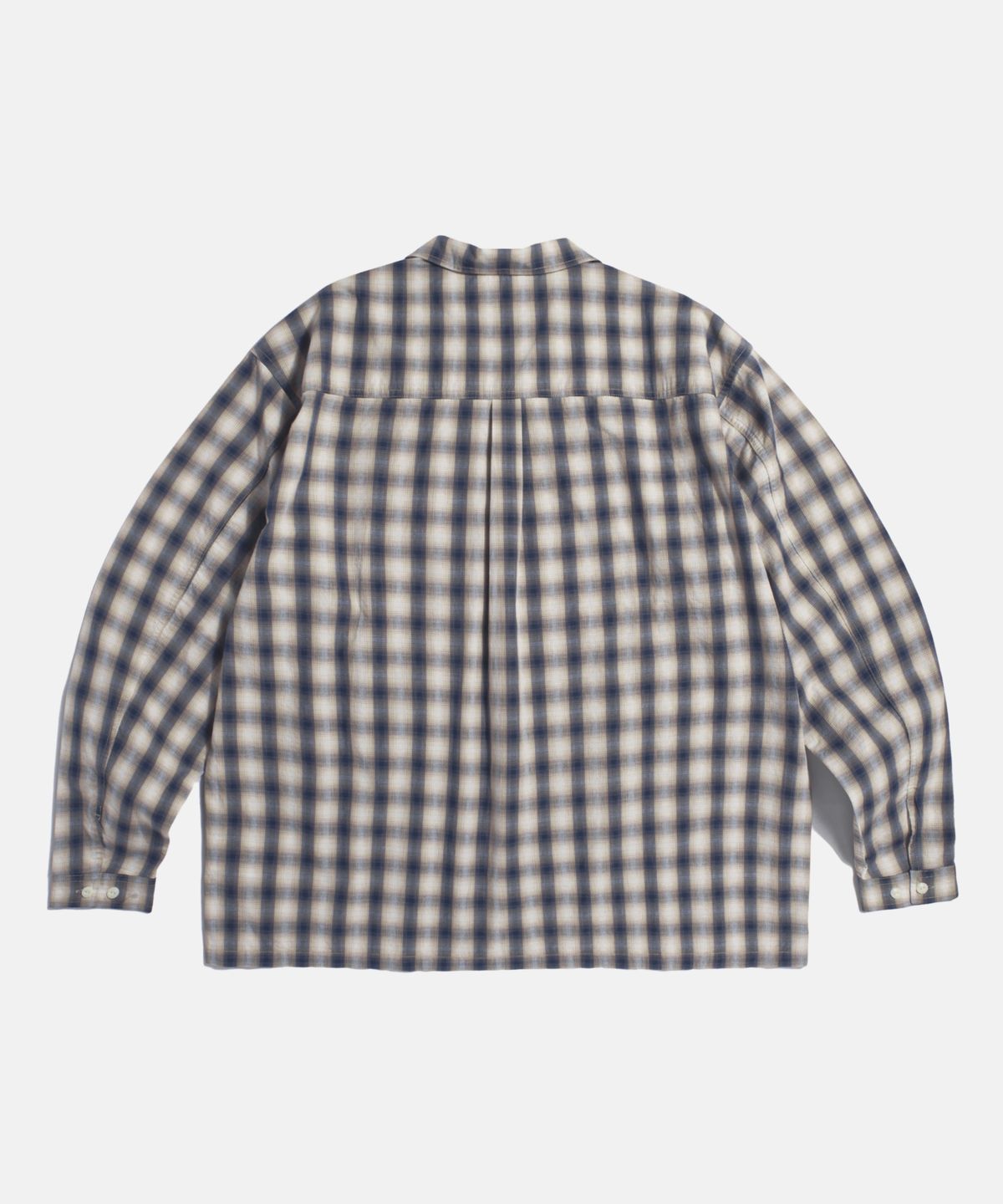 에스피오나지(ESPIONAGE) Checked Open Collar Shirt Navy