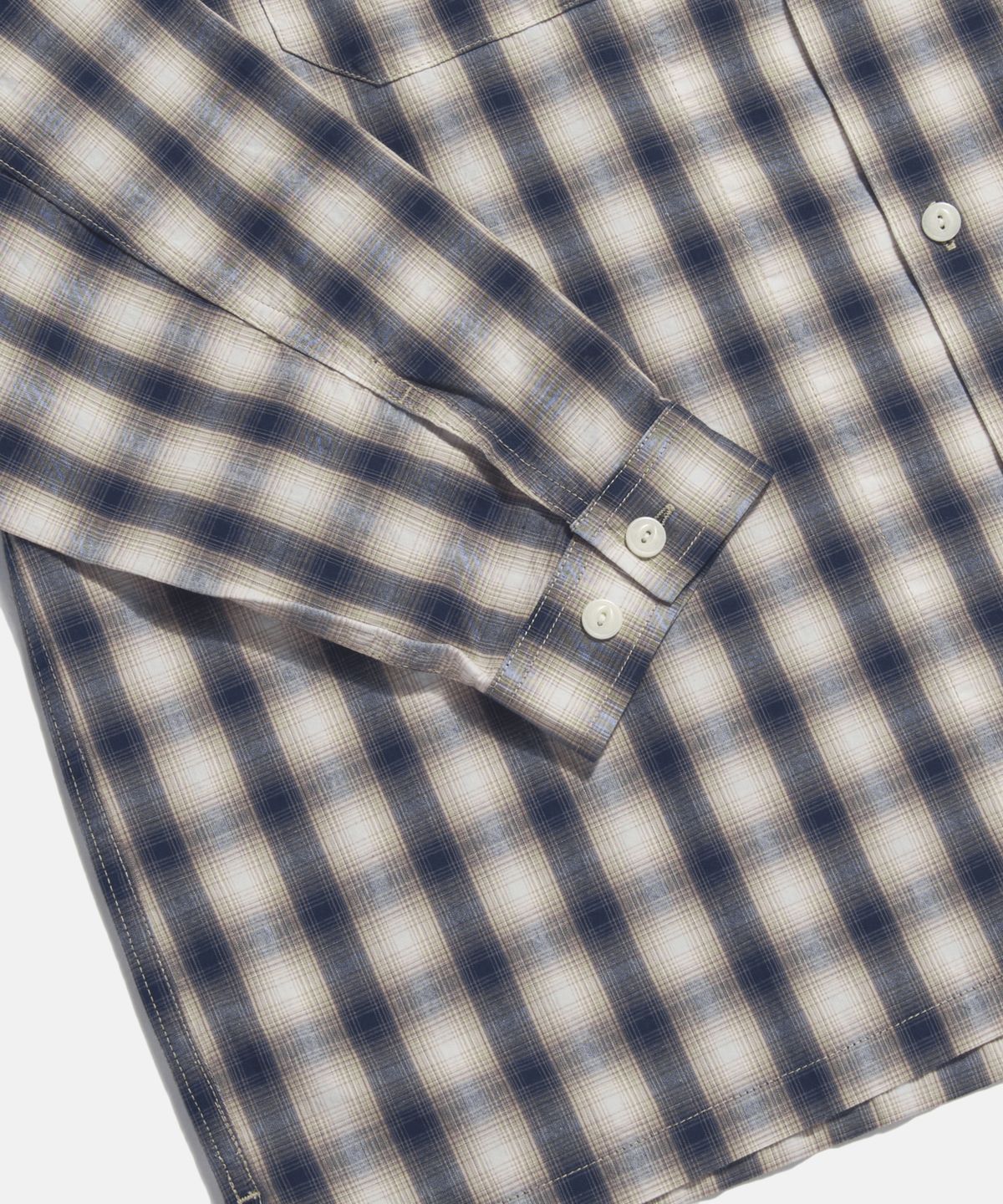 에스피오나지(ESPIONAGE) Checked Open Collar Shirt Navy