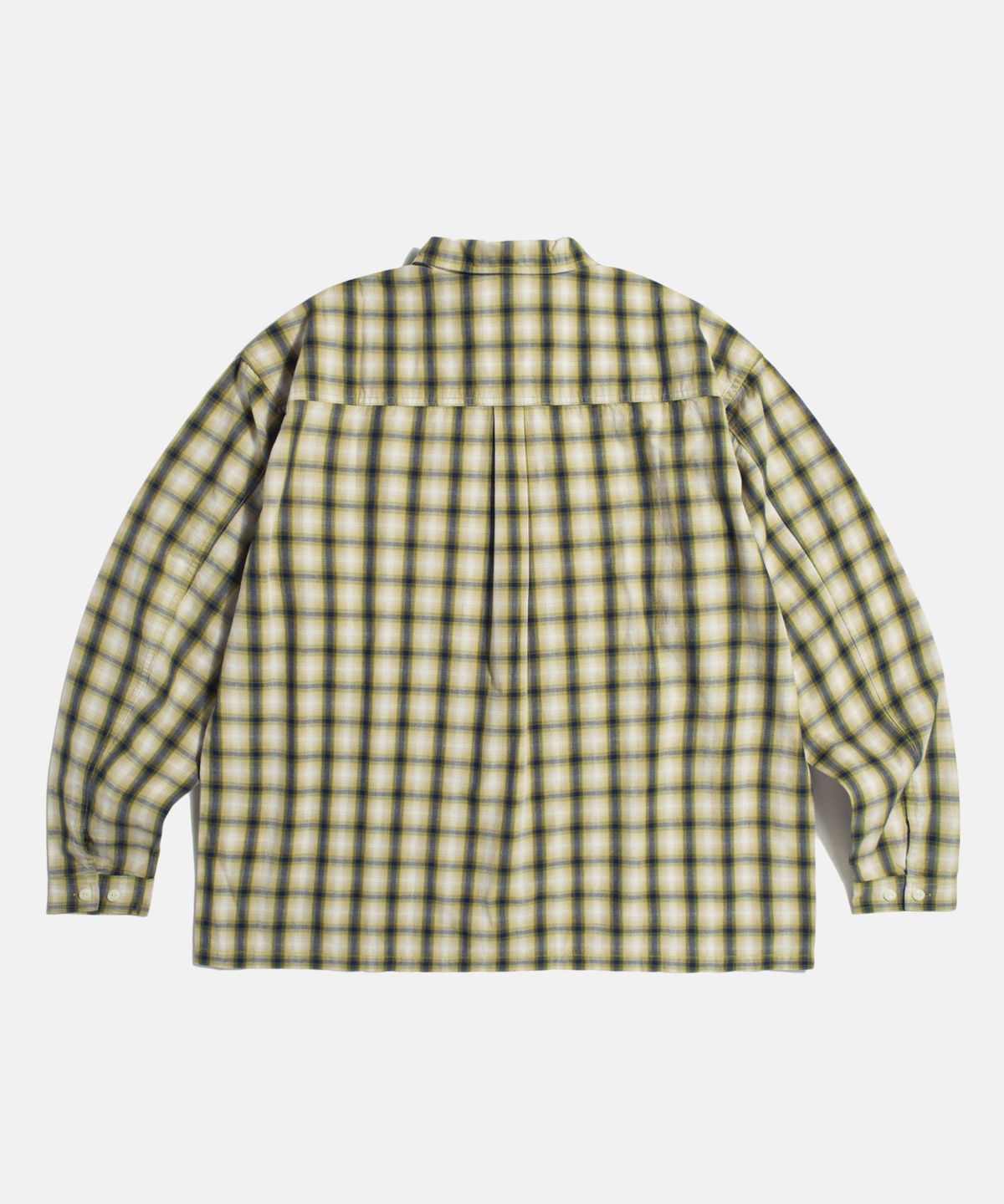 에스피오나지(ESPIONAGE) Checked Open Collar Shirt Mustard
