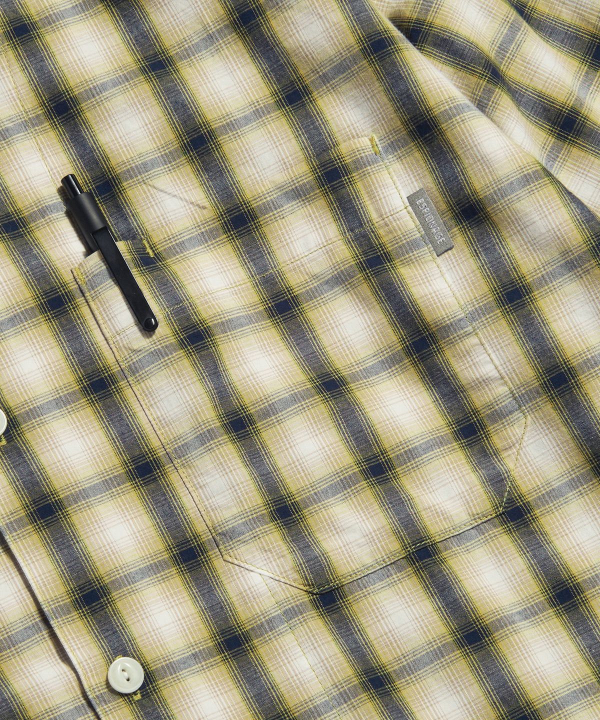 에스피오나지(ESPIONAGE) Checked Open Collar Shirt Mustard