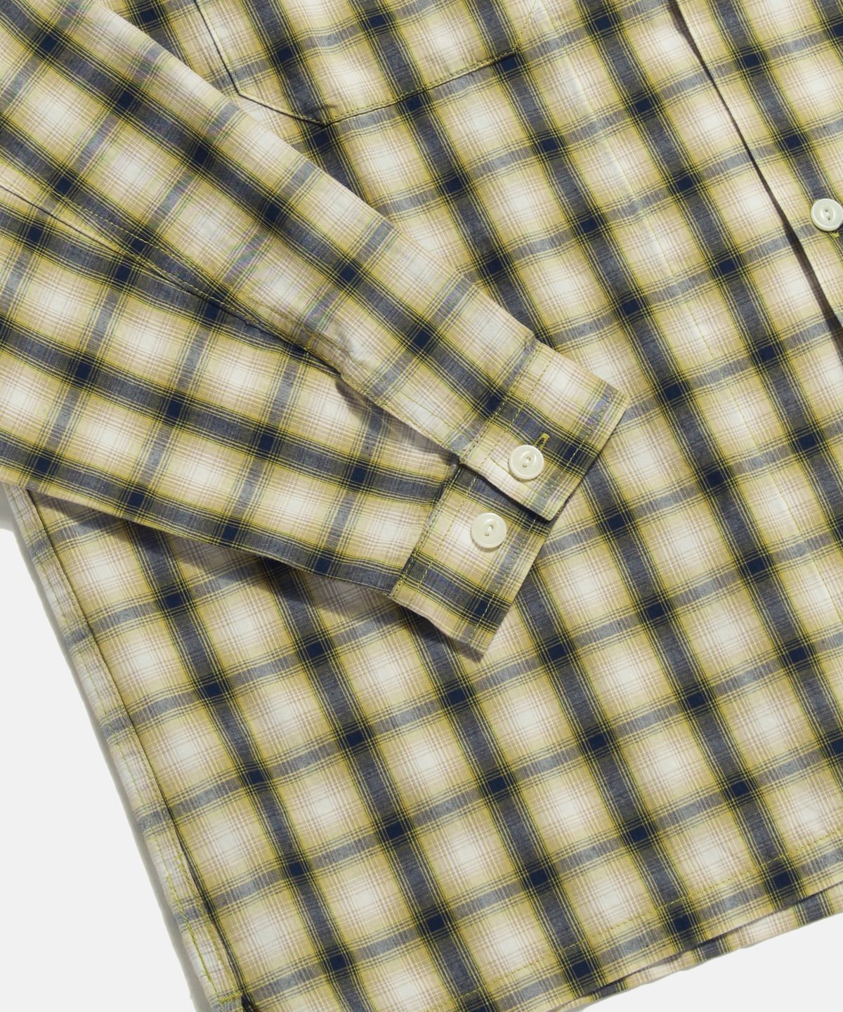 에스피오나지(ESPIONAGE) Checked Open Collar Shirt Mustard