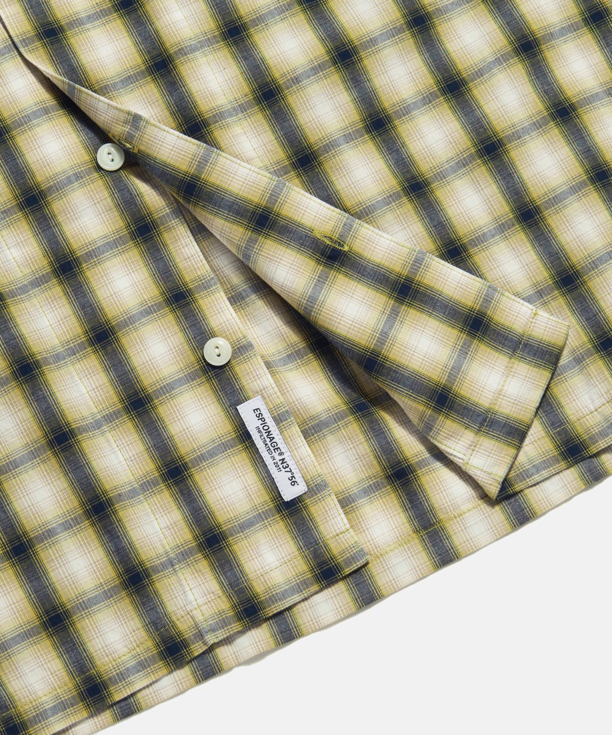 에스피오나지(ESPIONAGE) Checked Open Collar Shirt Mustard