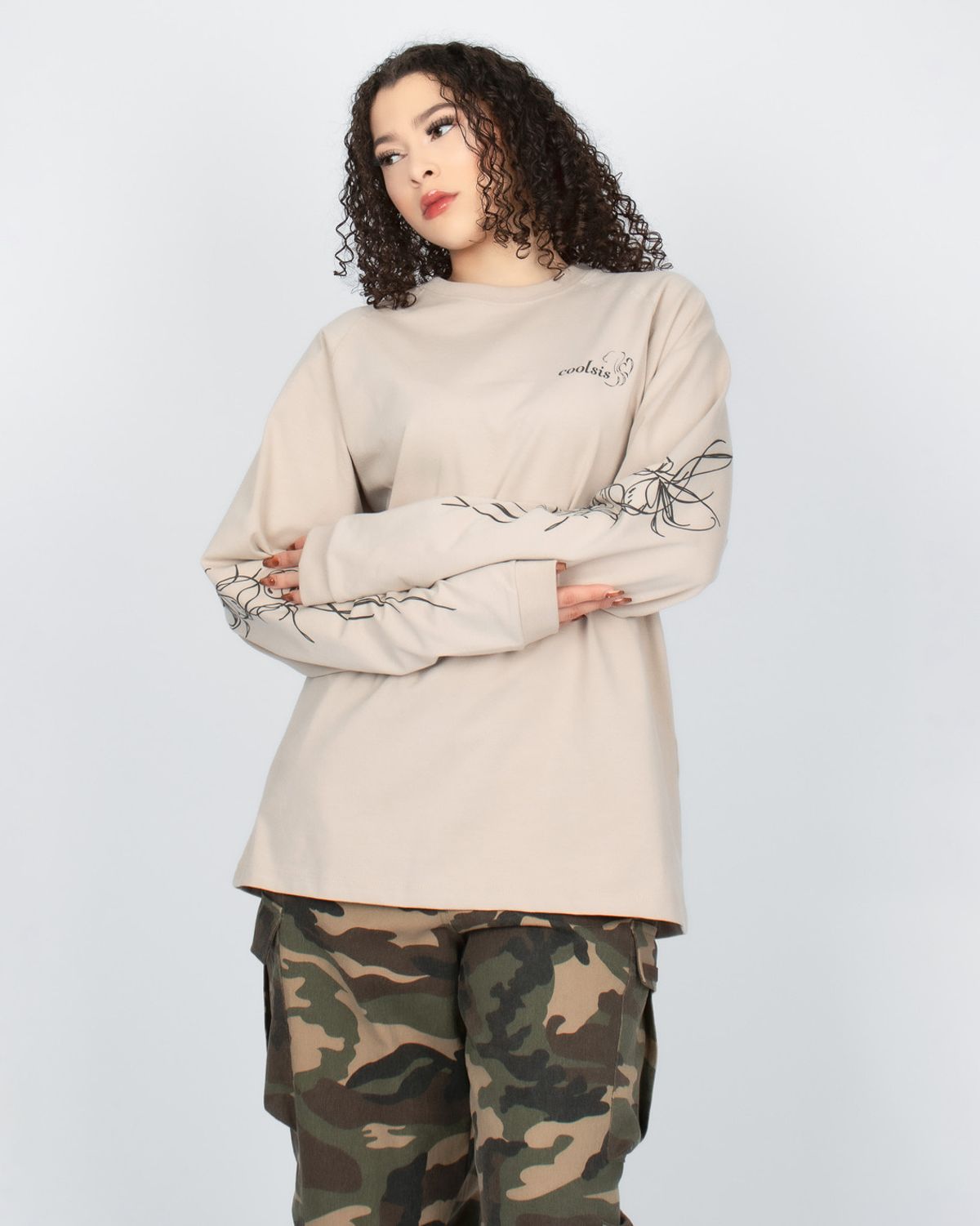쿨시스(COOLSIS) CS TATTOO LOOSE TOP-038 (BEIGE)