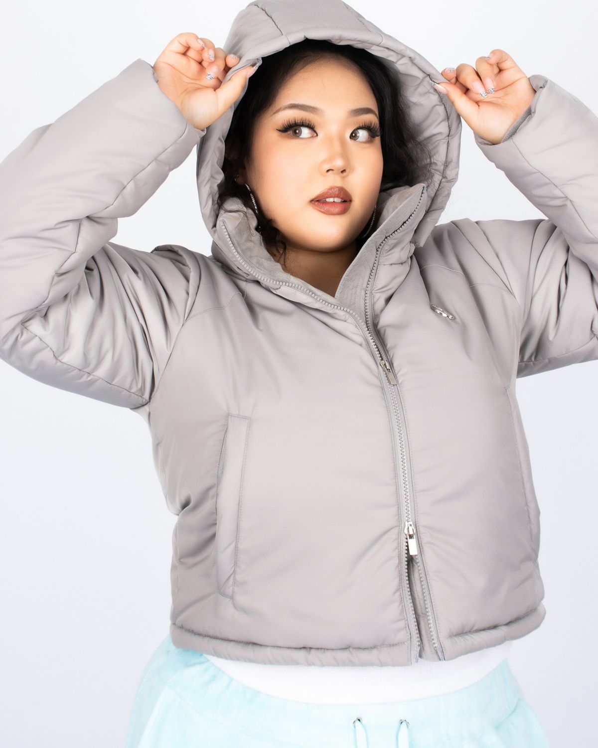 쿨시스(COOLSIS) CS FUR CROP PUFFER JACKET-011 (GRAY)